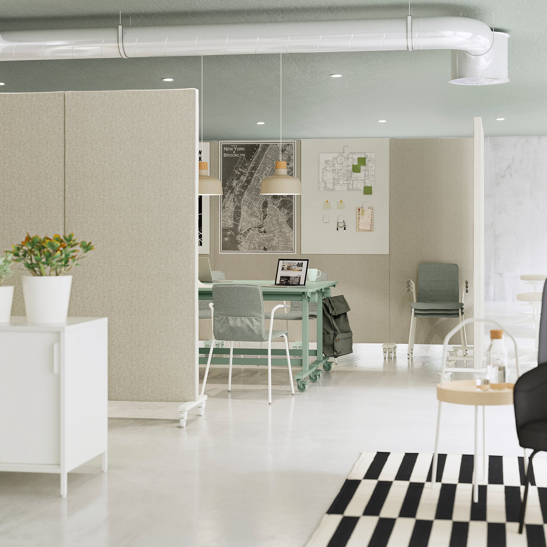 MITTZON, frame with castors/acoustic screen, 85x205 cm, 395.146.83