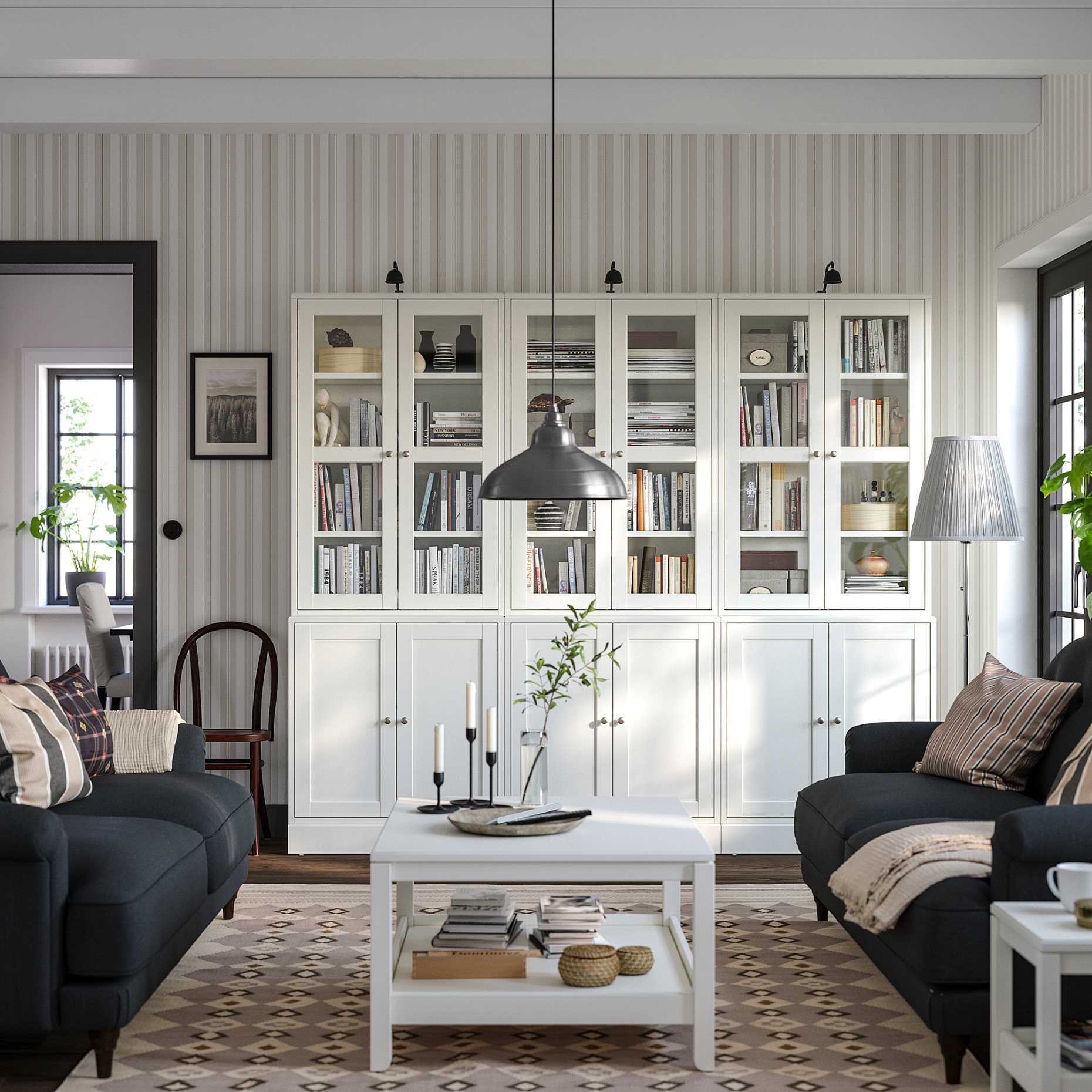 HAVSTA, storage combination with glass-doors, 243x47x212 cm, 395.349.02