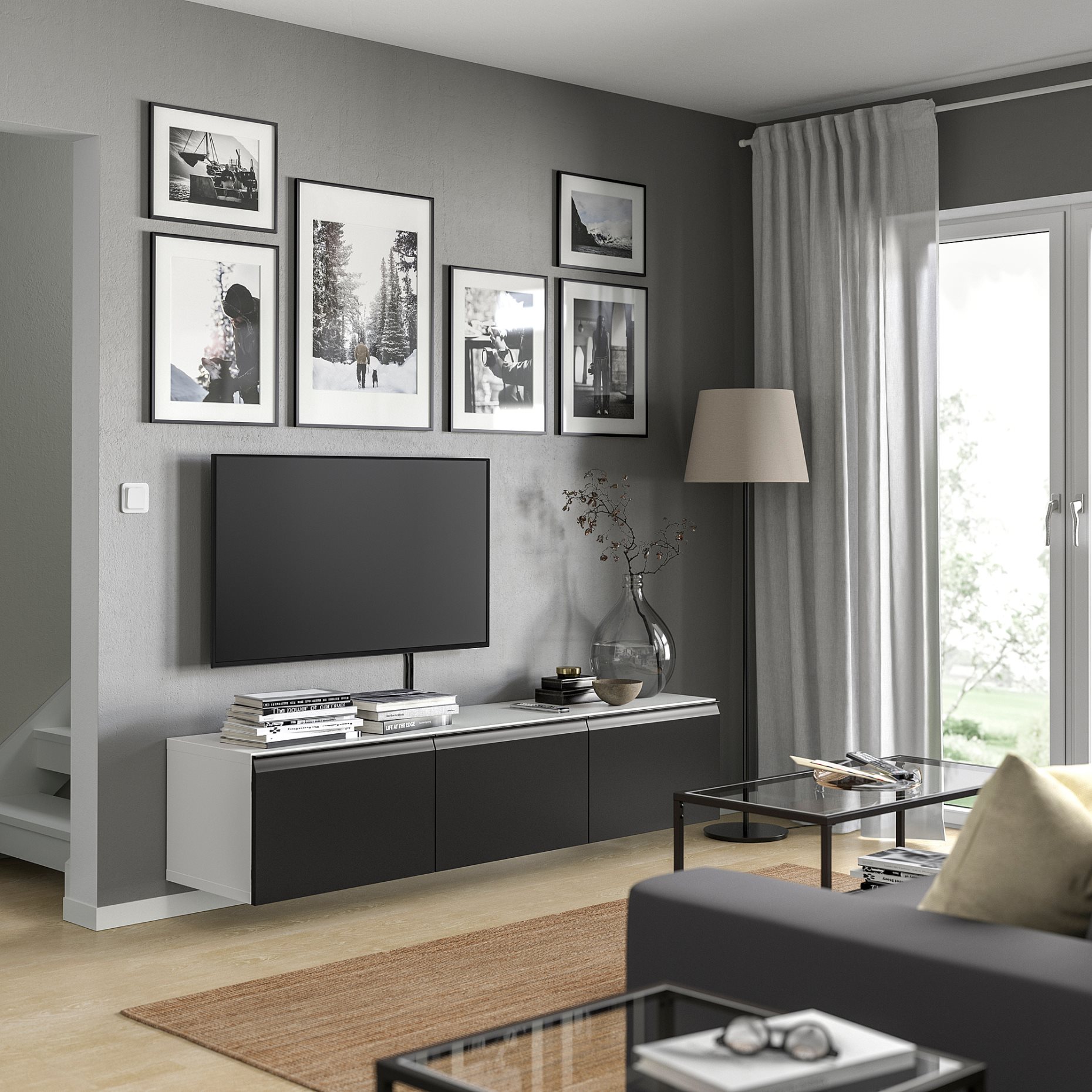 BESTÅ, έπιπλο TV με πόρτες, 180x42x38 cm, 395.693.31