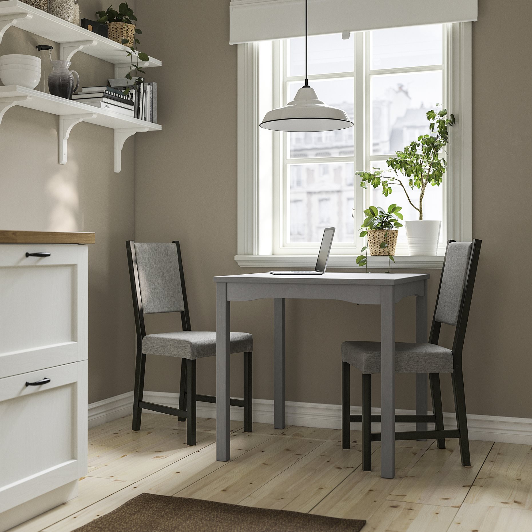 HAUGA/STEFAN, table and 2 chairs, 74x74 cm, 395.749.12