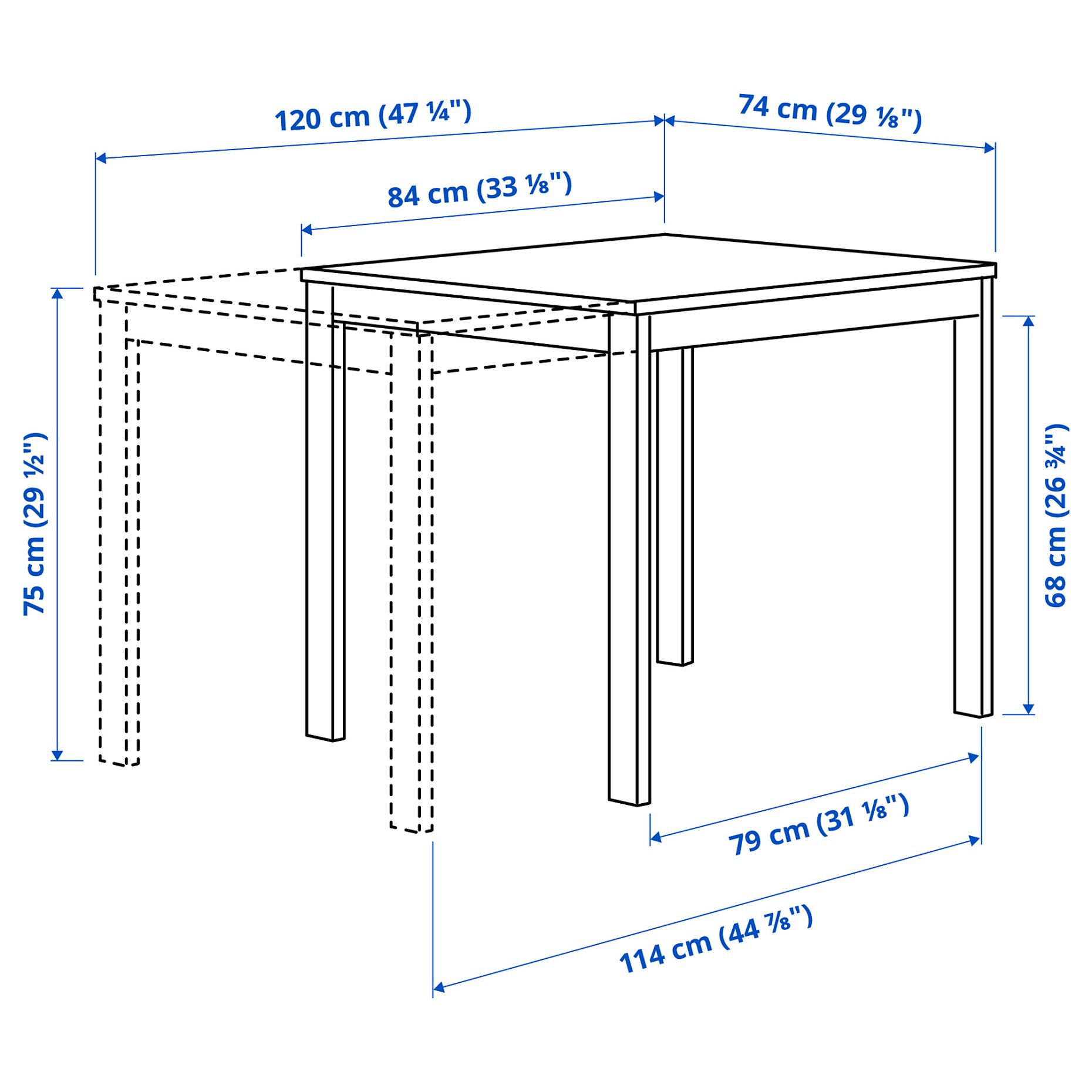 VIHALS, table and 4 chairs, 84/120x74 cm, 395.899.56