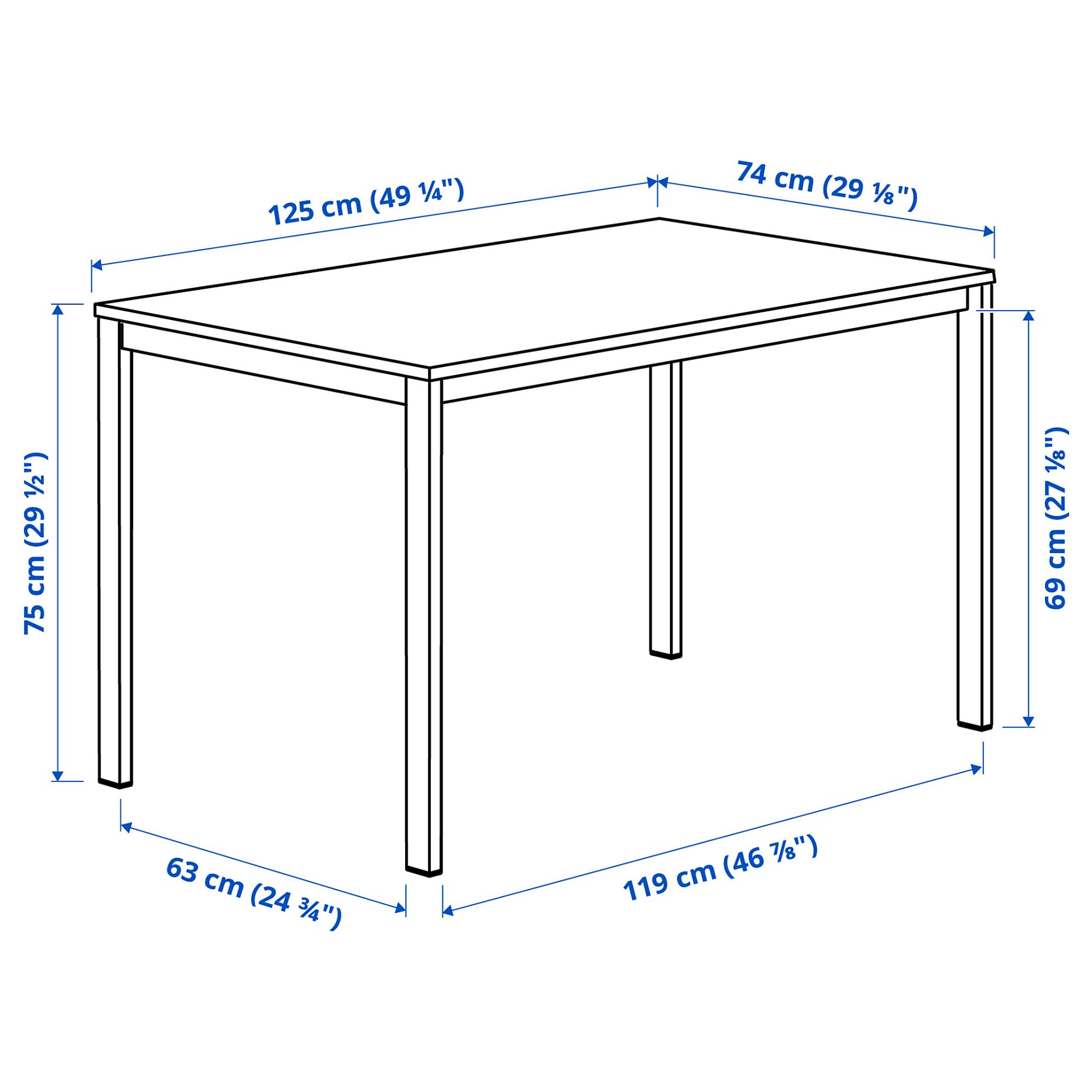 VIHALS, table and 4 chairs, 125x74 cm, 396.067.86