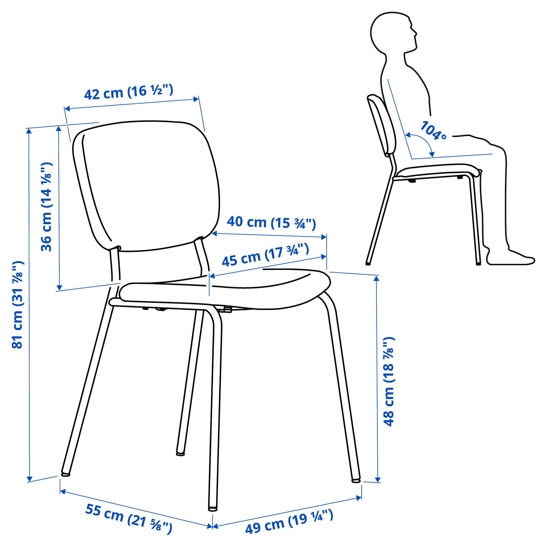 VIHALS, table and 4 chairs, 125x74 cm, 396.067.86