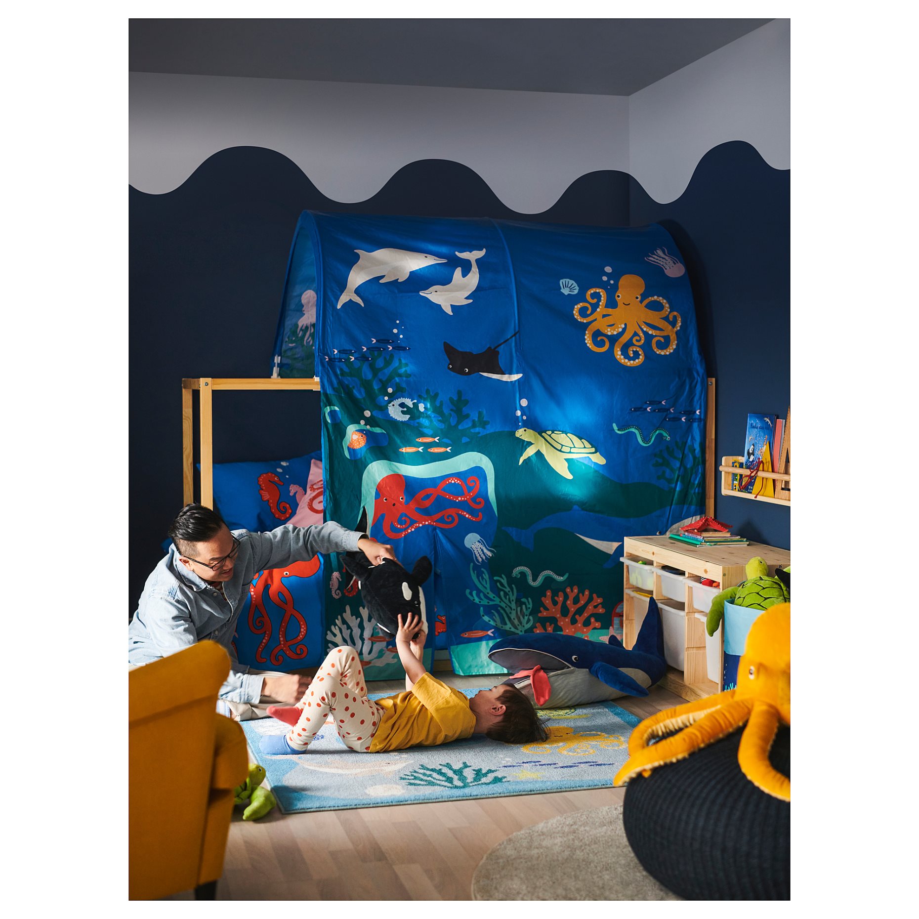 KURA, bed tent/ocean animals pattern, 405.284.48