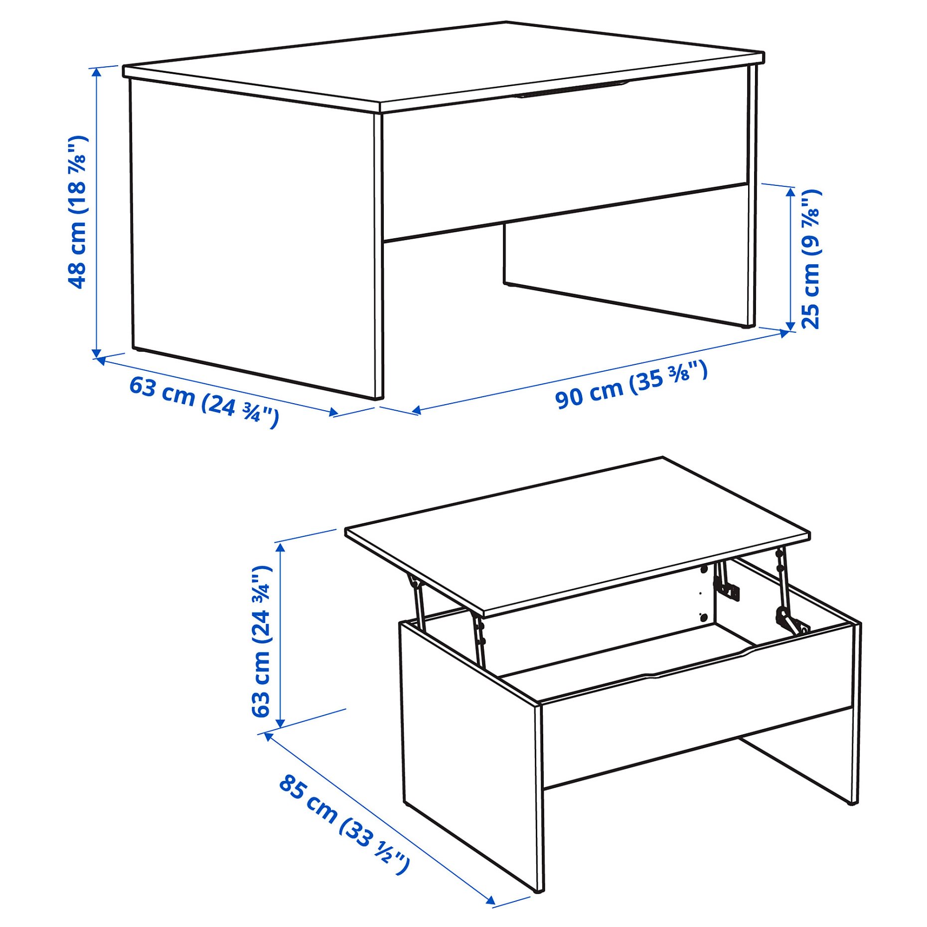 OSTAVALL, adjustable coffee table, 90 cm, 405.341.52