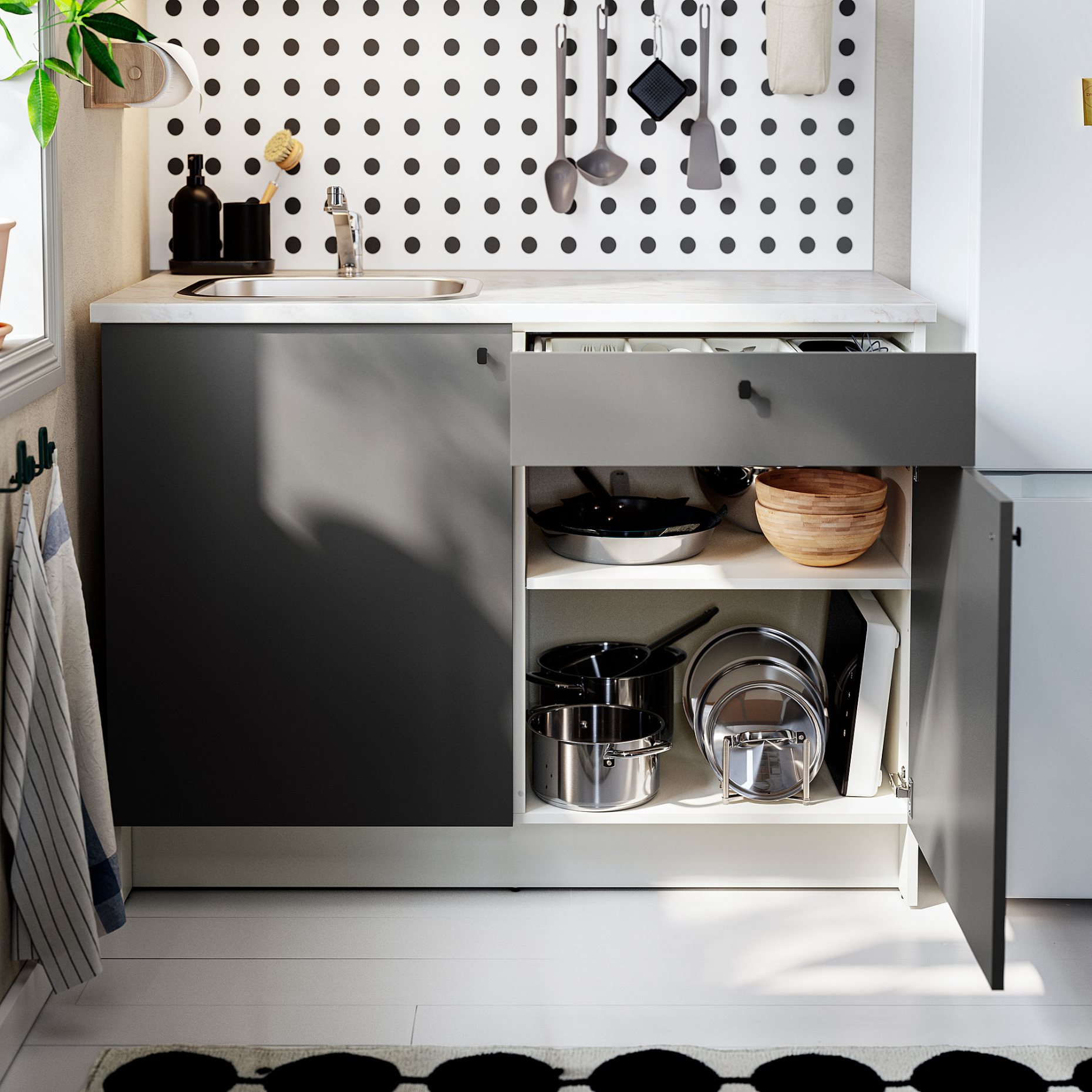KNOXHULT, base cabinet with doors and drawer, 120 cm, 405.887.86