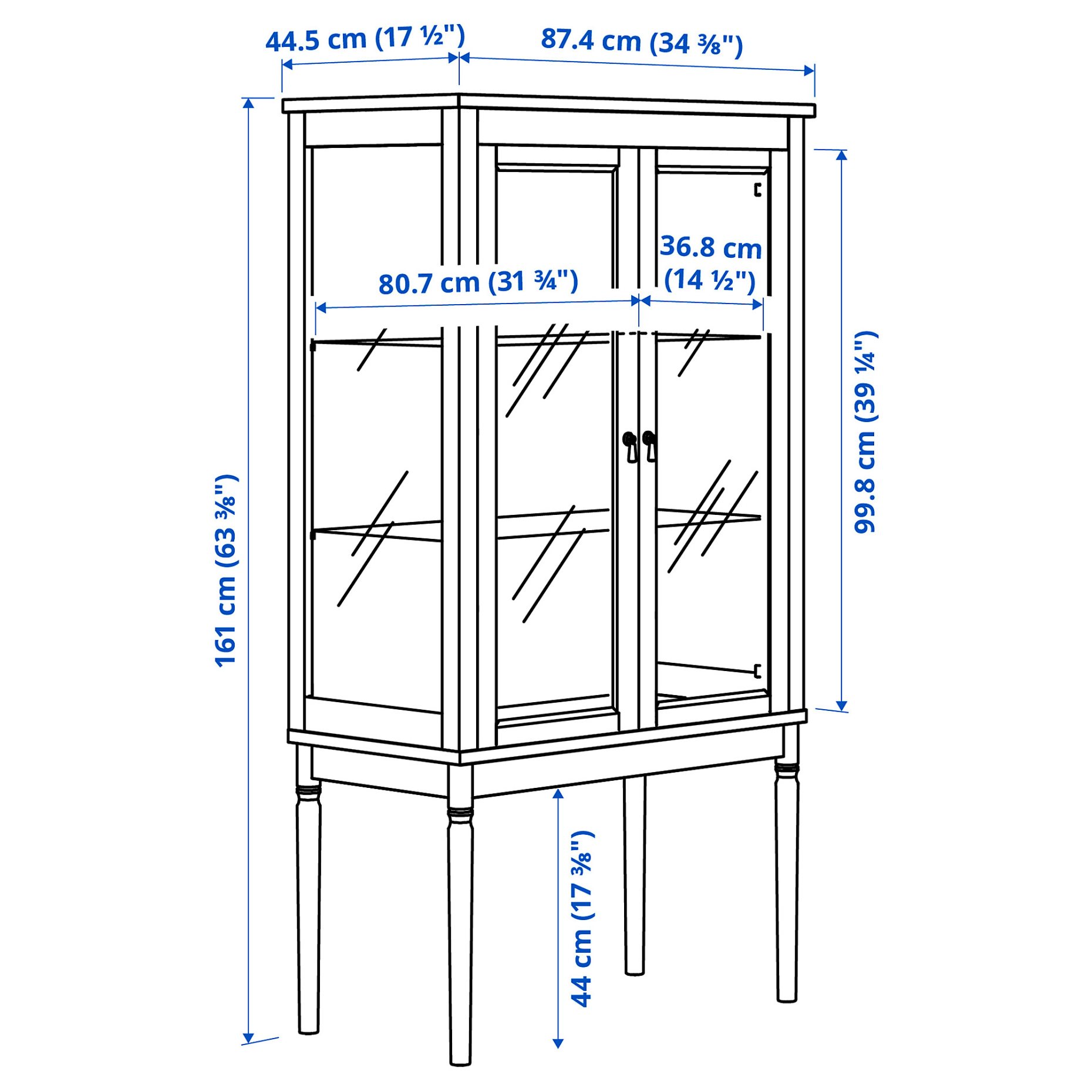 FÄRJKARL, glass-door cabinet, 87x45x161 cm, 405.976.44