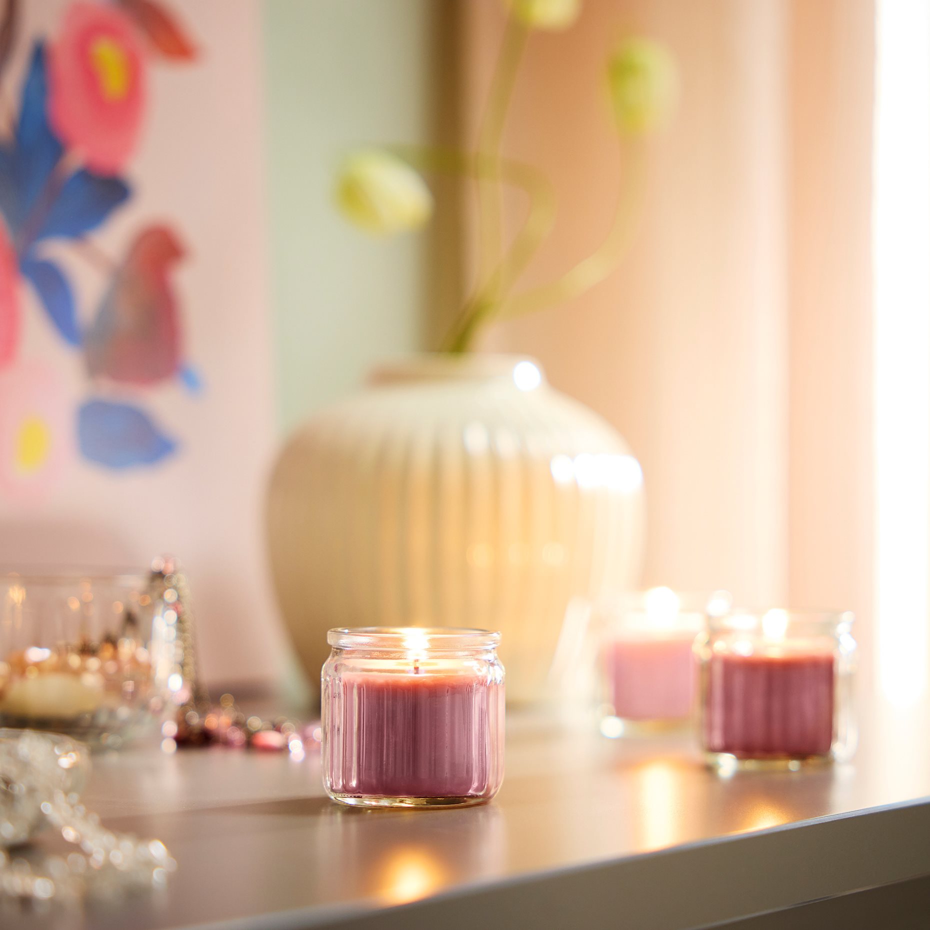 HÖKGÖK, scented candle in glass/red berries , 12 hr, 406.087.32