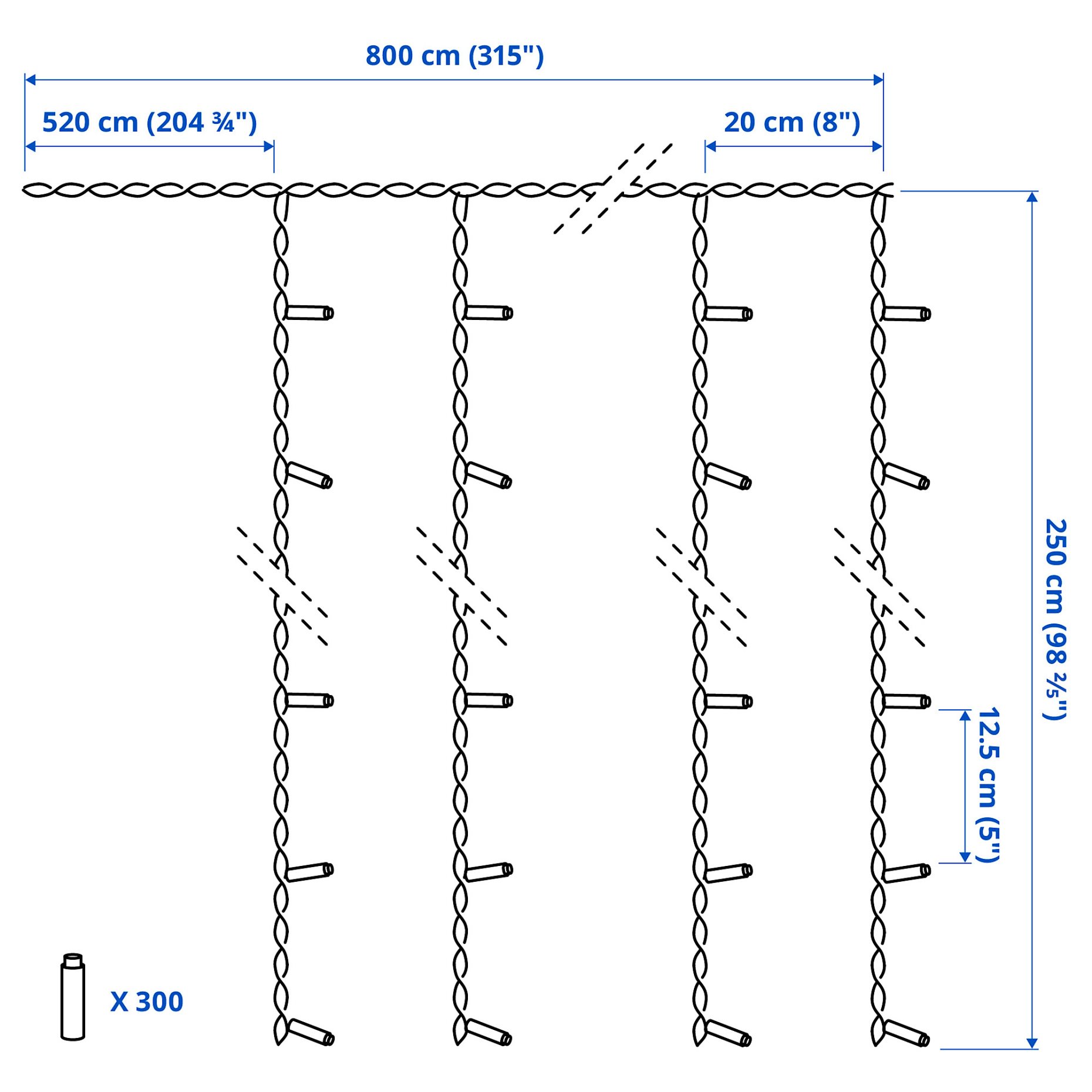 GETKÅL, lighting curtain with built in LED light source/outdoor, 8 m, 406.094.30