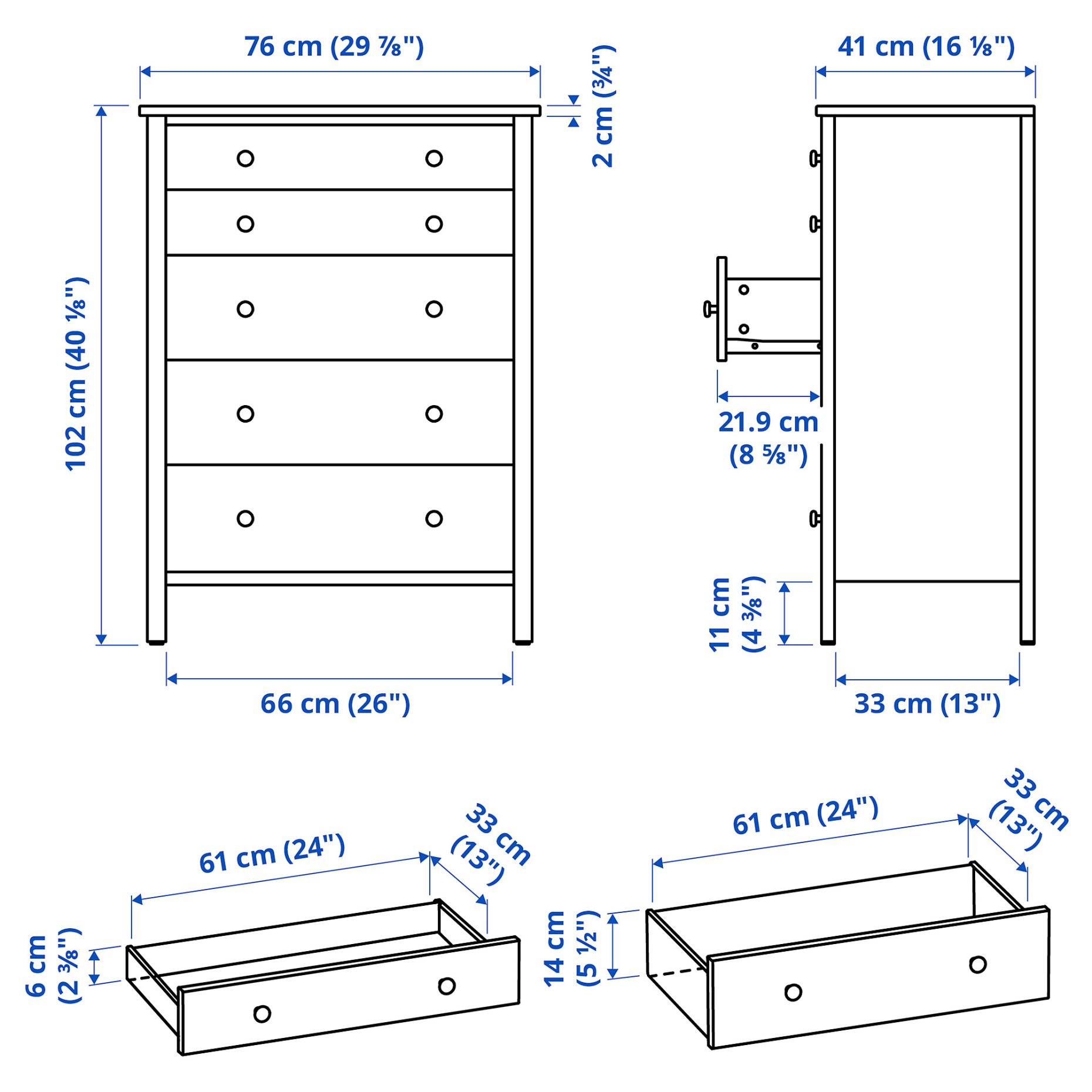 KILBERGET, chest of 5 drawers, 76x102 cm, 406.099.15