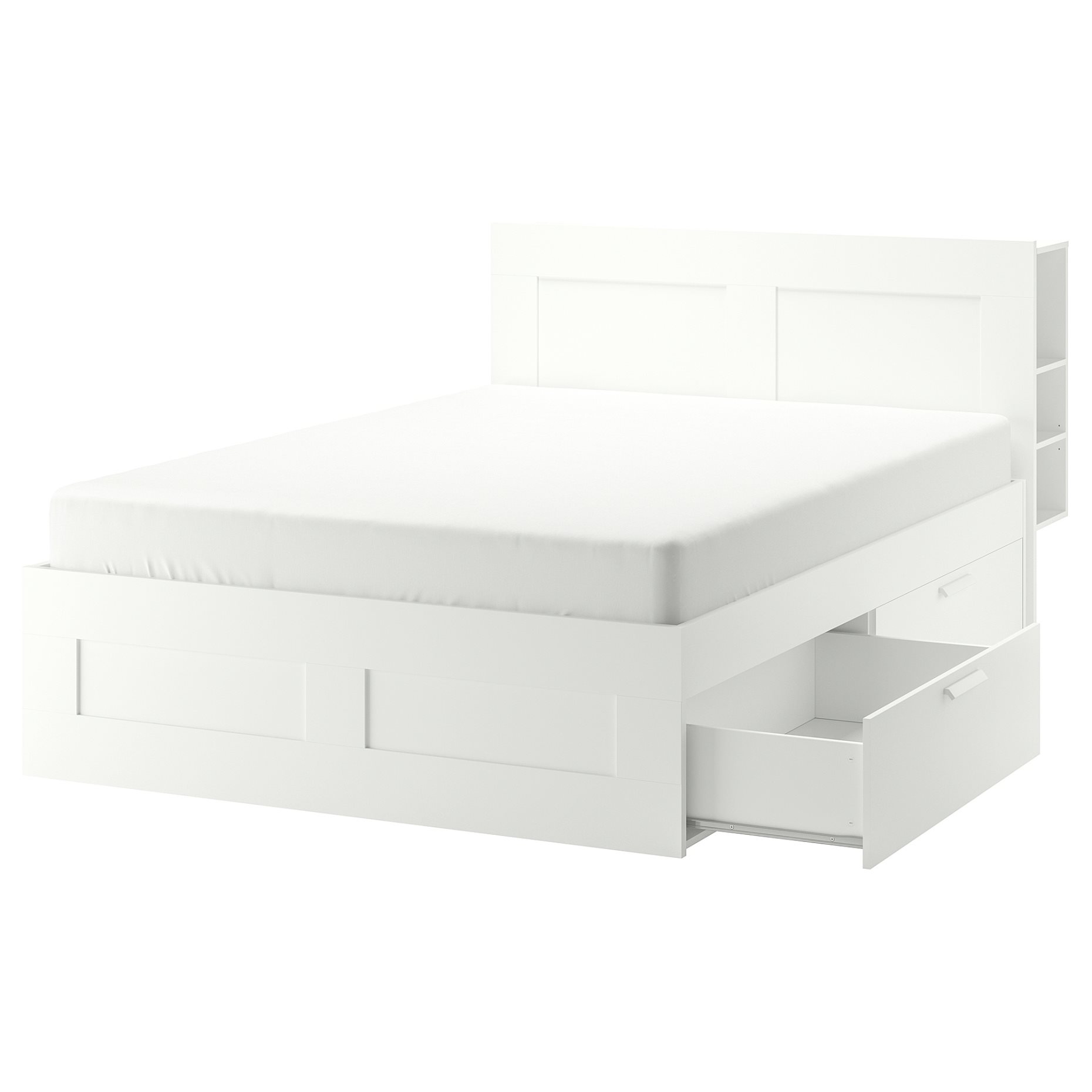BRIMNES, bed frame with storage and headboard, 140X200 cm, 491.574.57