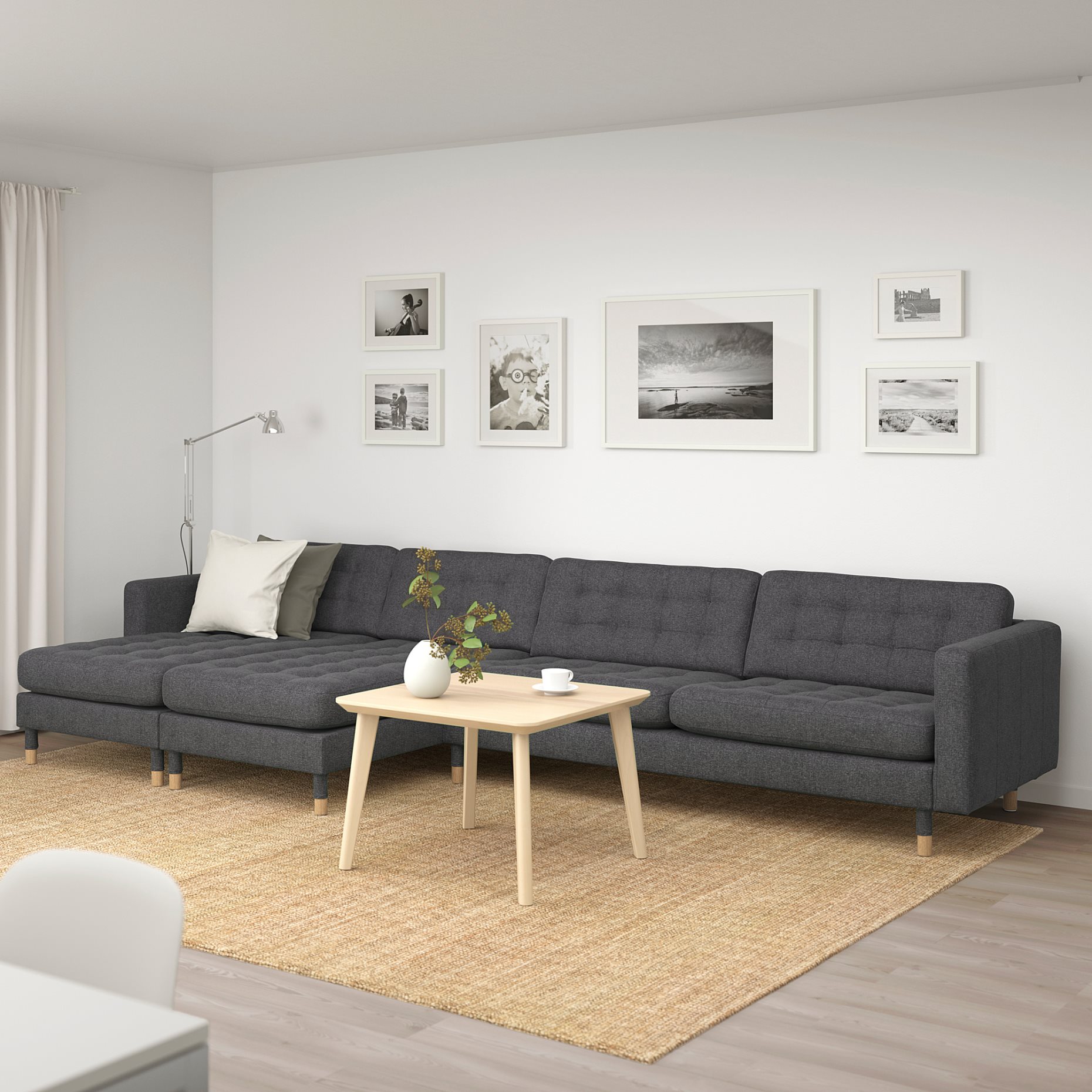 LANDSKRONA, καναπές 5 θέσεων με σεζλόνγκ, 492.699.83