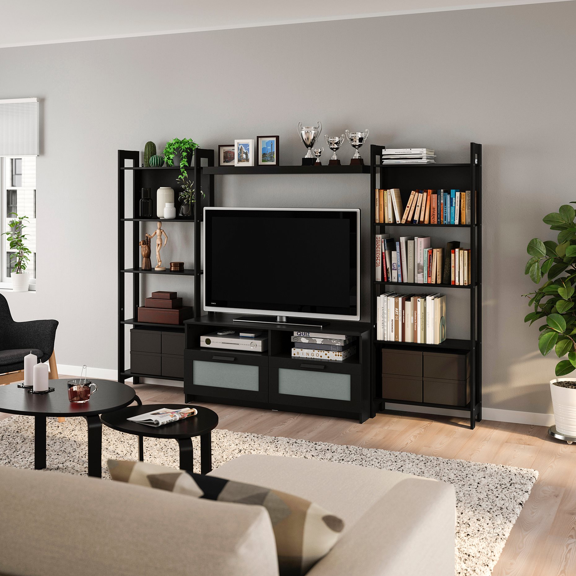 LAIVA/BRIMNES, TV storage combination, 244x41x165 cm, 493.986.21