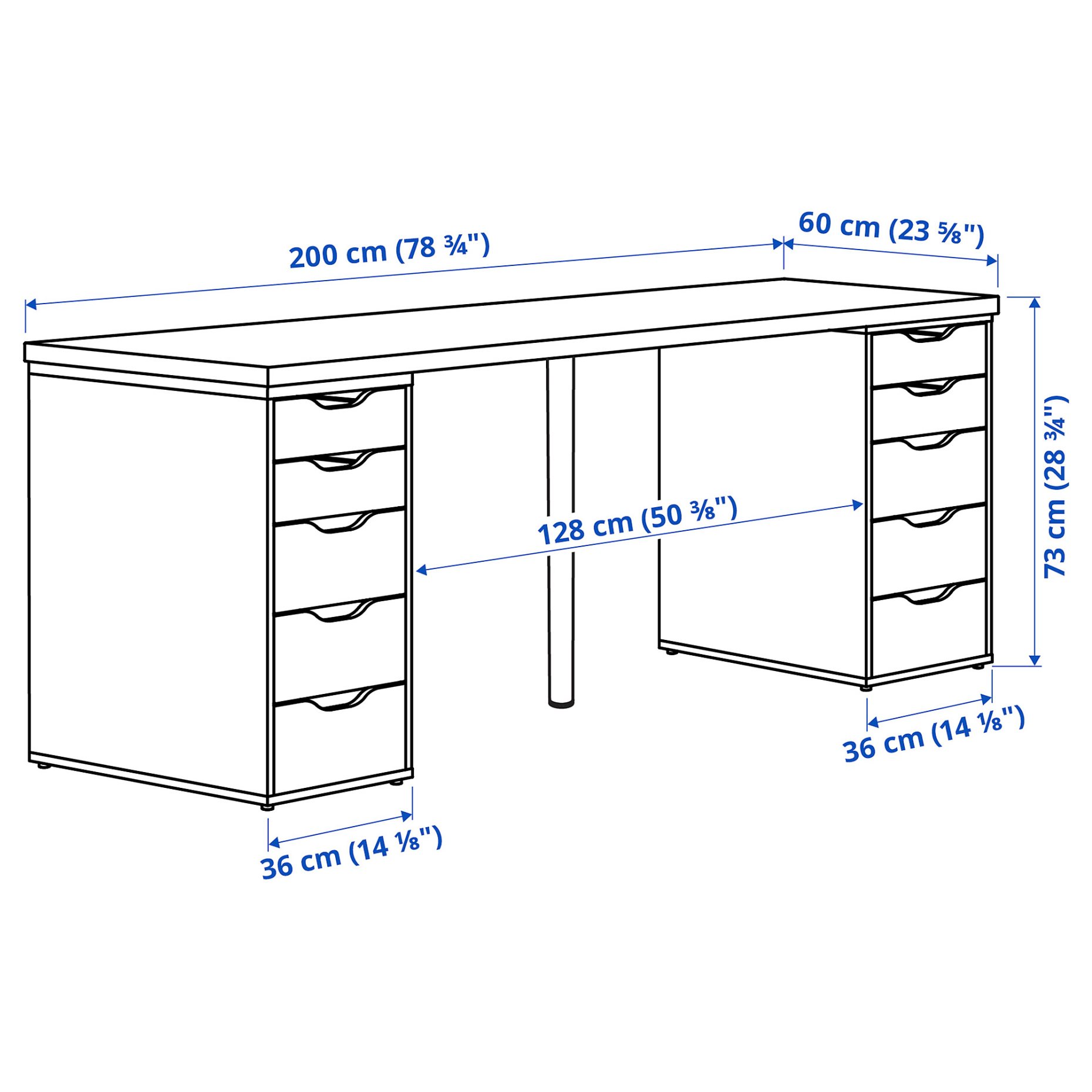 LAGKAPTEN/ALEX, desk, 200x60 cm, 494.176.53