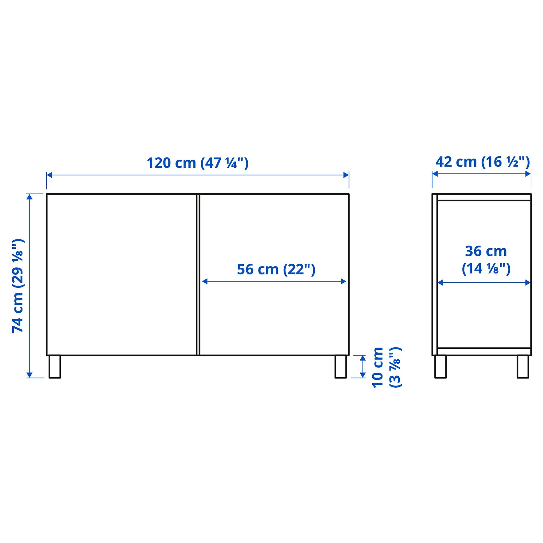 BESTÅ, σύνθεση αποθήκευσης με πόρτες, 120x42x74 cm, 494.214.38