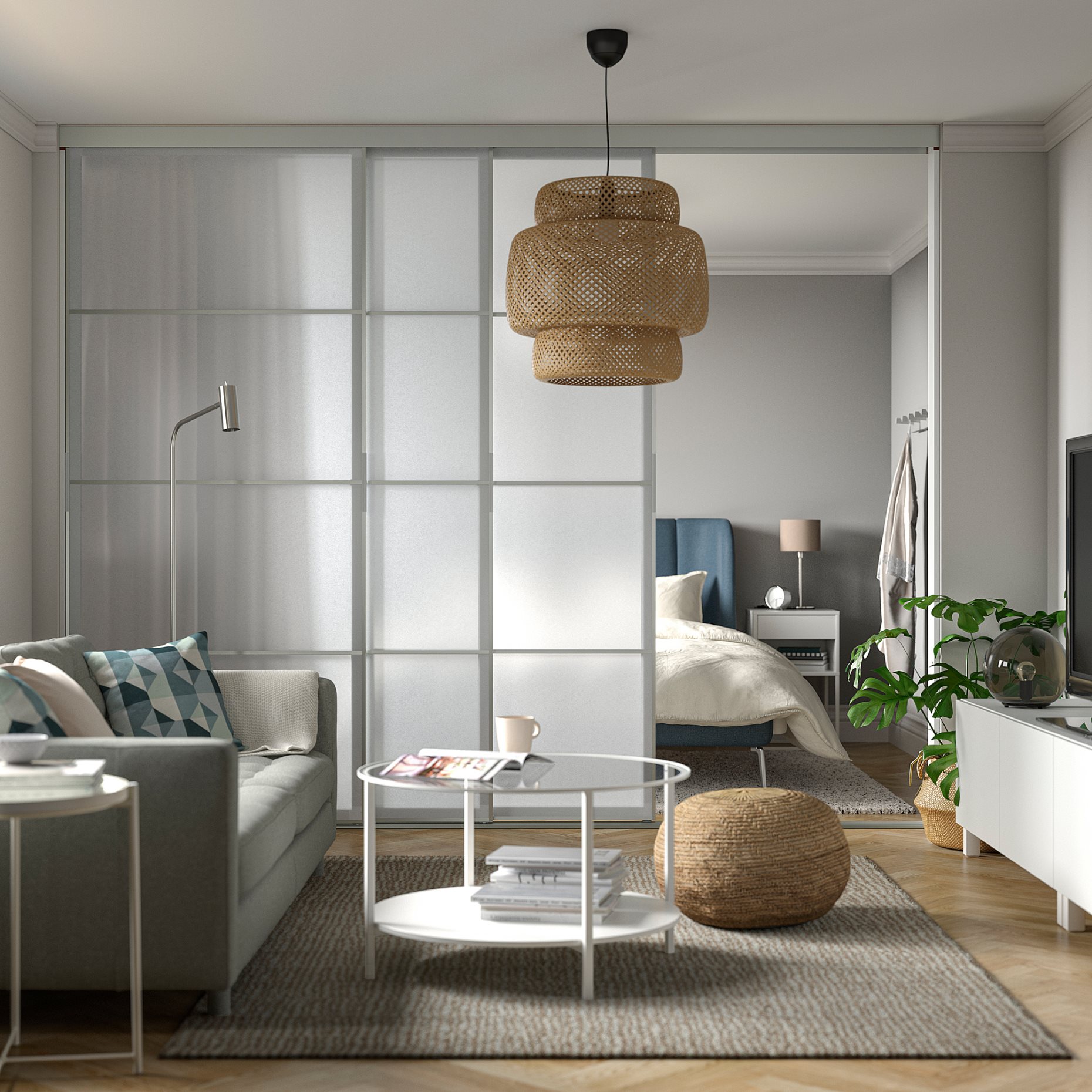 SKYTTA/SVART, σύνθεση με συρόμενη πόρτα, 301x240 cm, 494.240.50