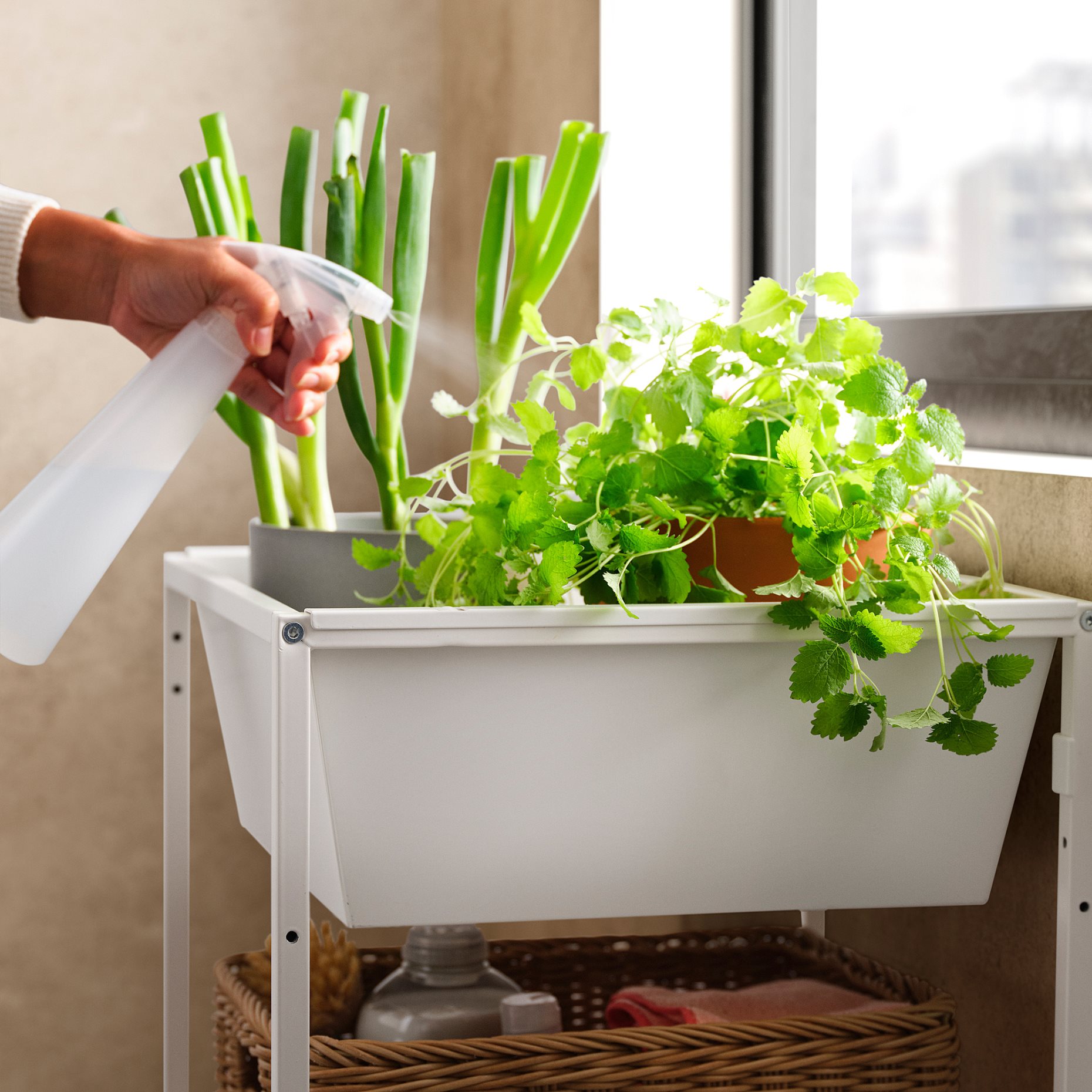 JOSTEIN, ραφιέρα με δοχείο/εσωτερικού/εξωτερικού χώρου/μέταλλο, 41x40x90 cm, 494.371.75