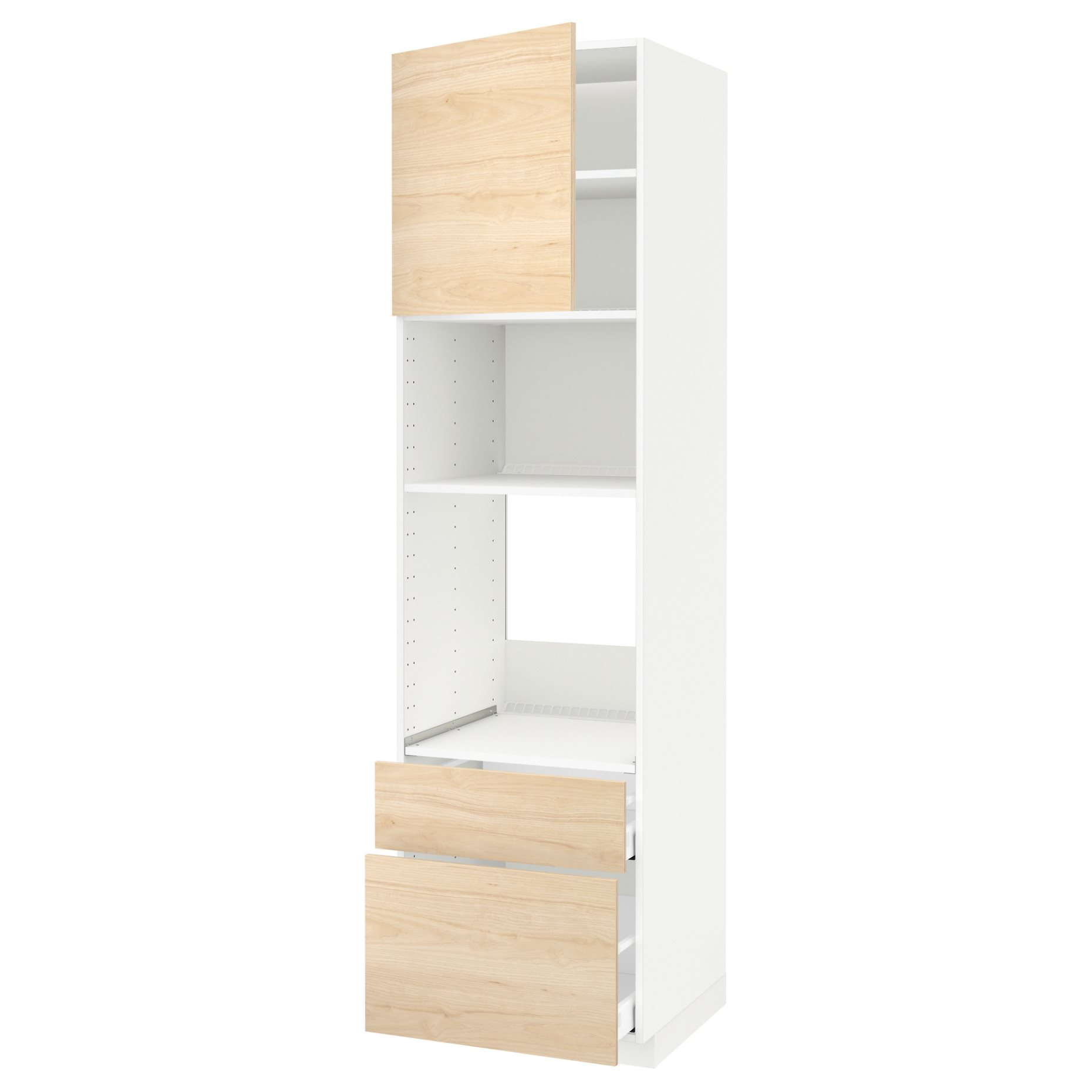 METOD, high cabinet for oven/microwave with door/2 drawers, 60x60x220 cm, 494.541.84