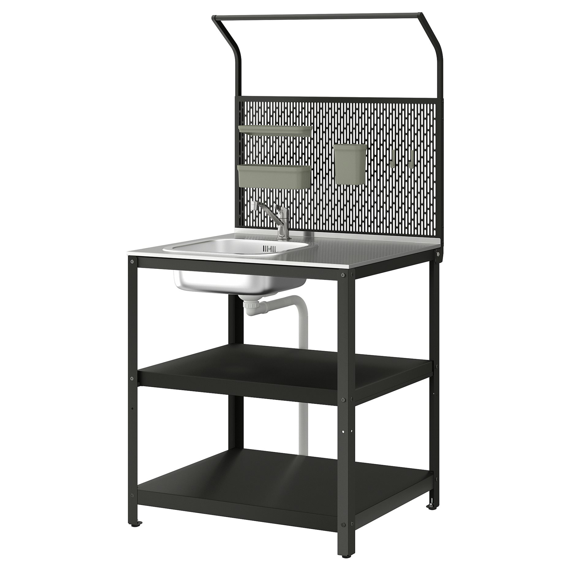 GRILLSKÄR, μονάδα νεροχύτη με πίσω επιφάνεια/εξωτερικού χώρου, 86x61x176 cm, 494.952.45