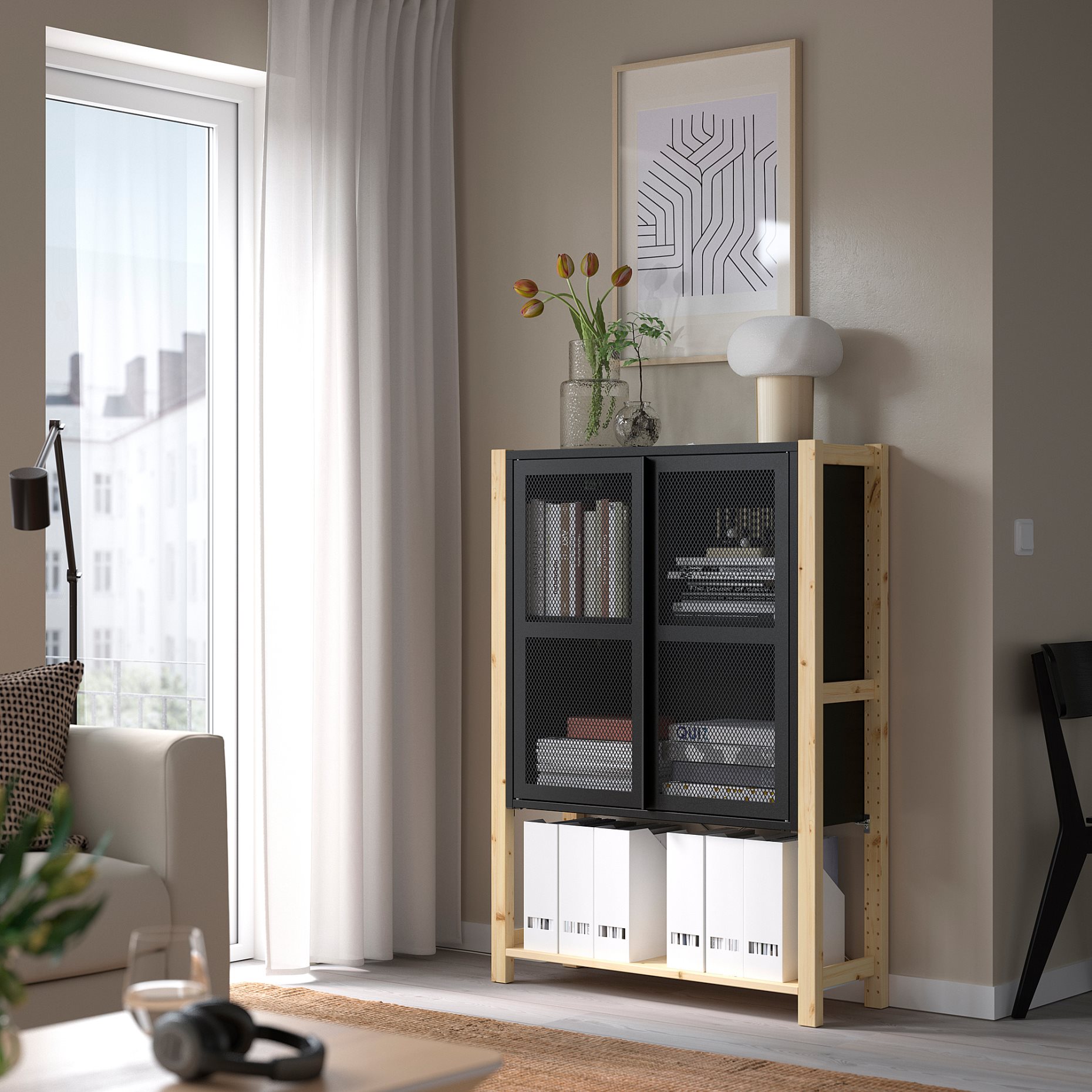 IVAR, cabinet with doors, 89x30x124 cm, 495.081.58