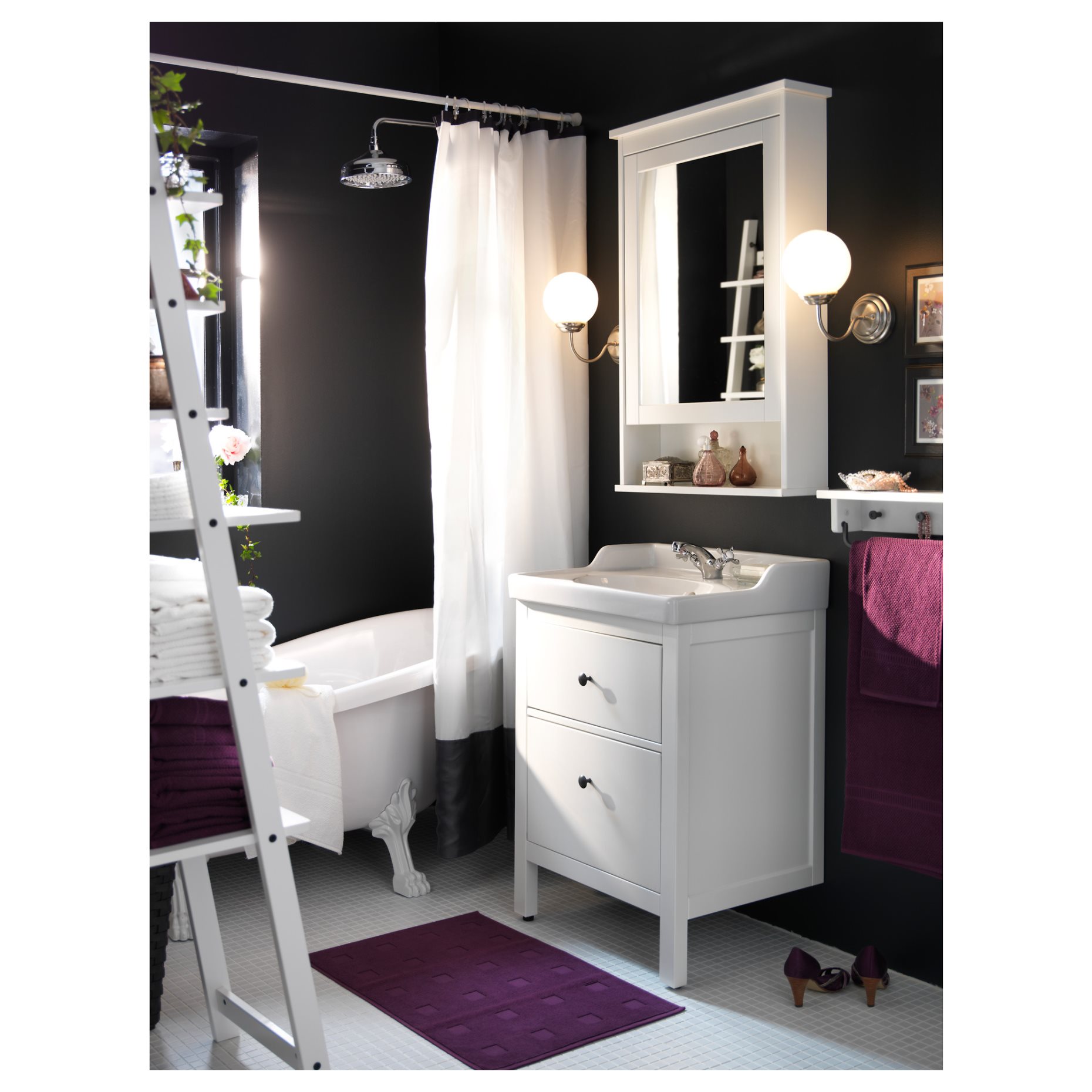 HEMNES/RUTSJON, βάση νιπτήρα με συρτάρια/νιπτήρα/μπαταρία, 62x49x95 cm, 495.468.34