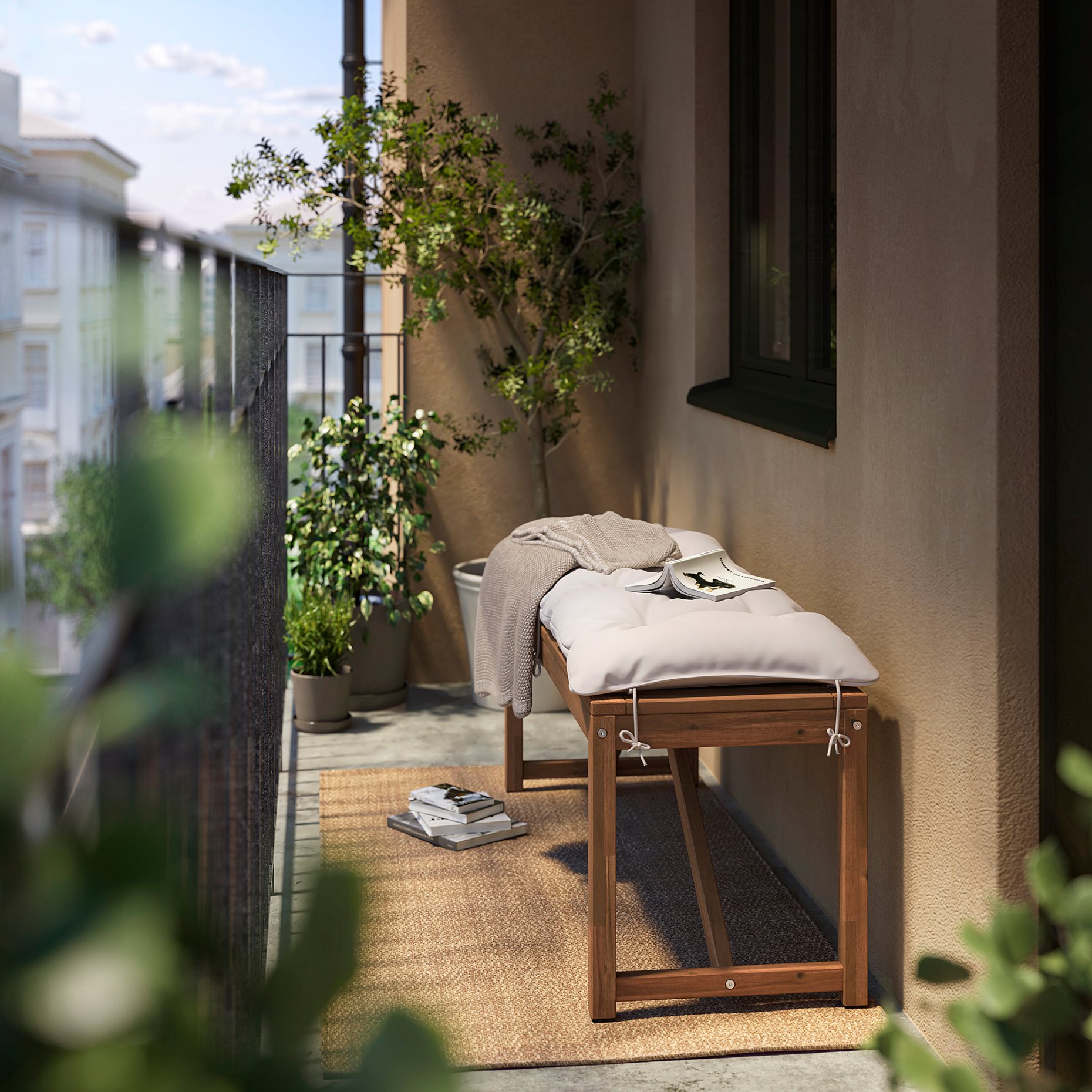 NÄMMARÖ, bench with cushion, 120 cm, 495.753.03