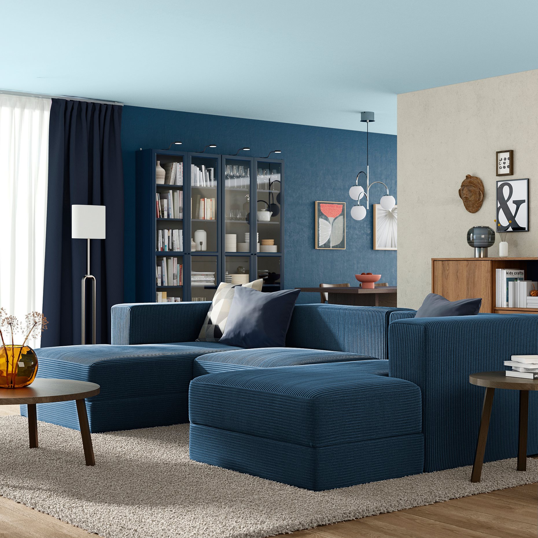 JÄTTEBO, 3,5-seat modular sofa with chaise longues/armrests, 496.076.48