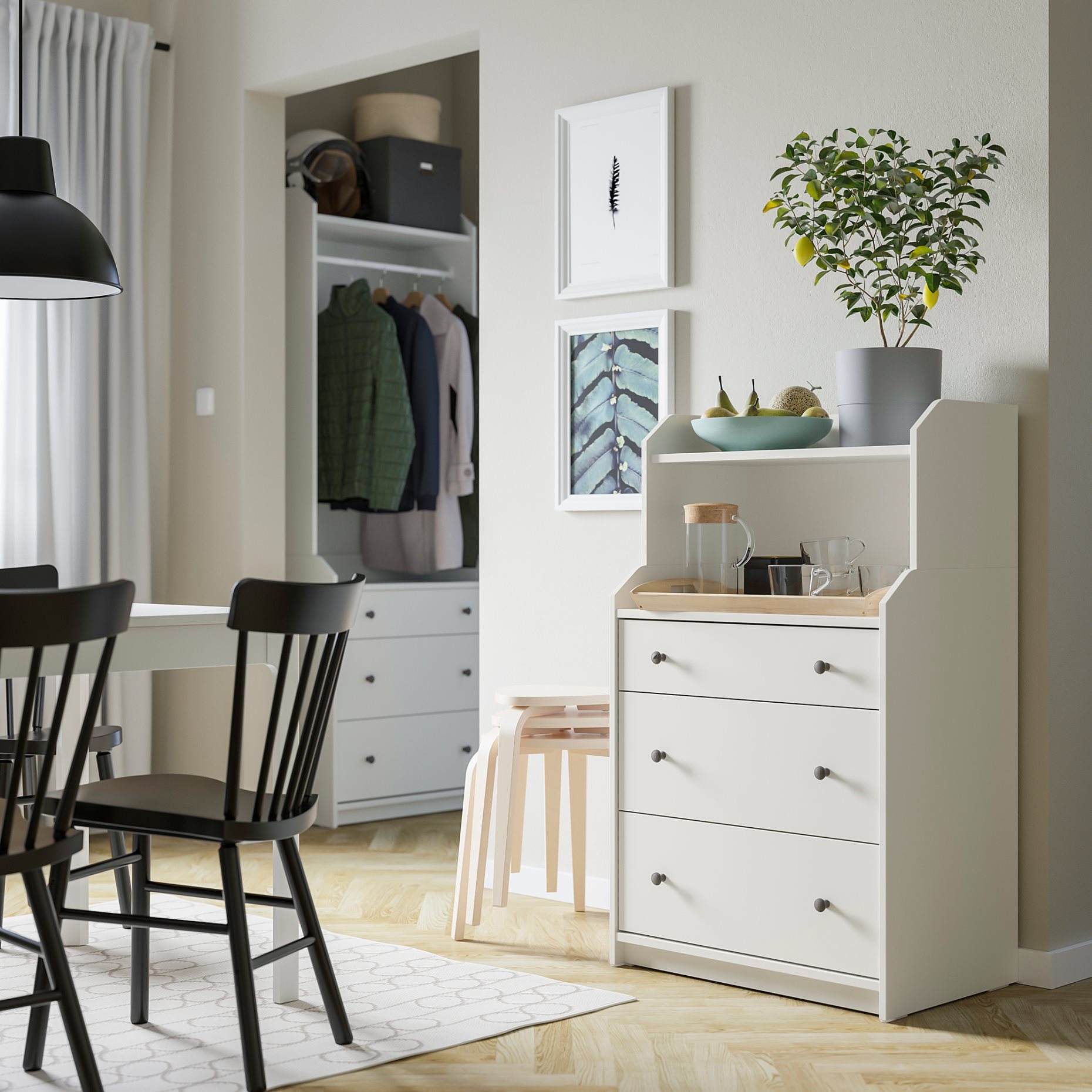 HAUGA, chest of 3 drawers with shelf,70x116 cm, 504.026.41