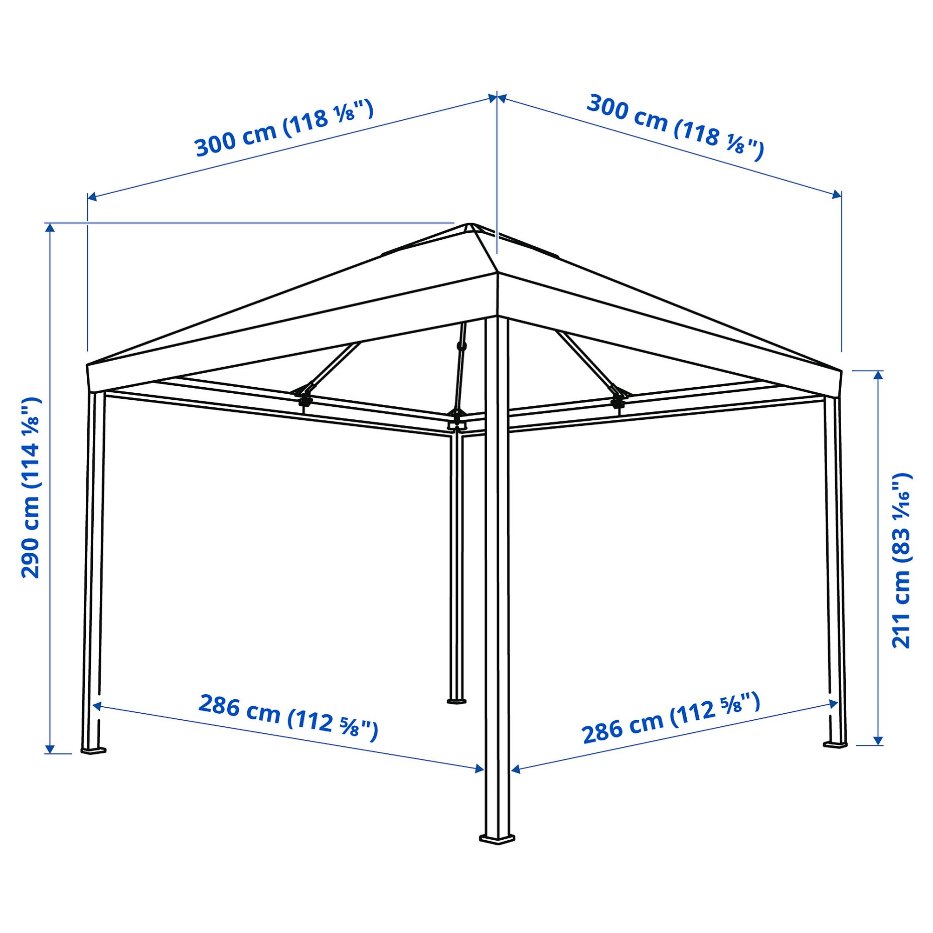HIMMELSÖ, gazebo, 300x300 cm, 504.688.54