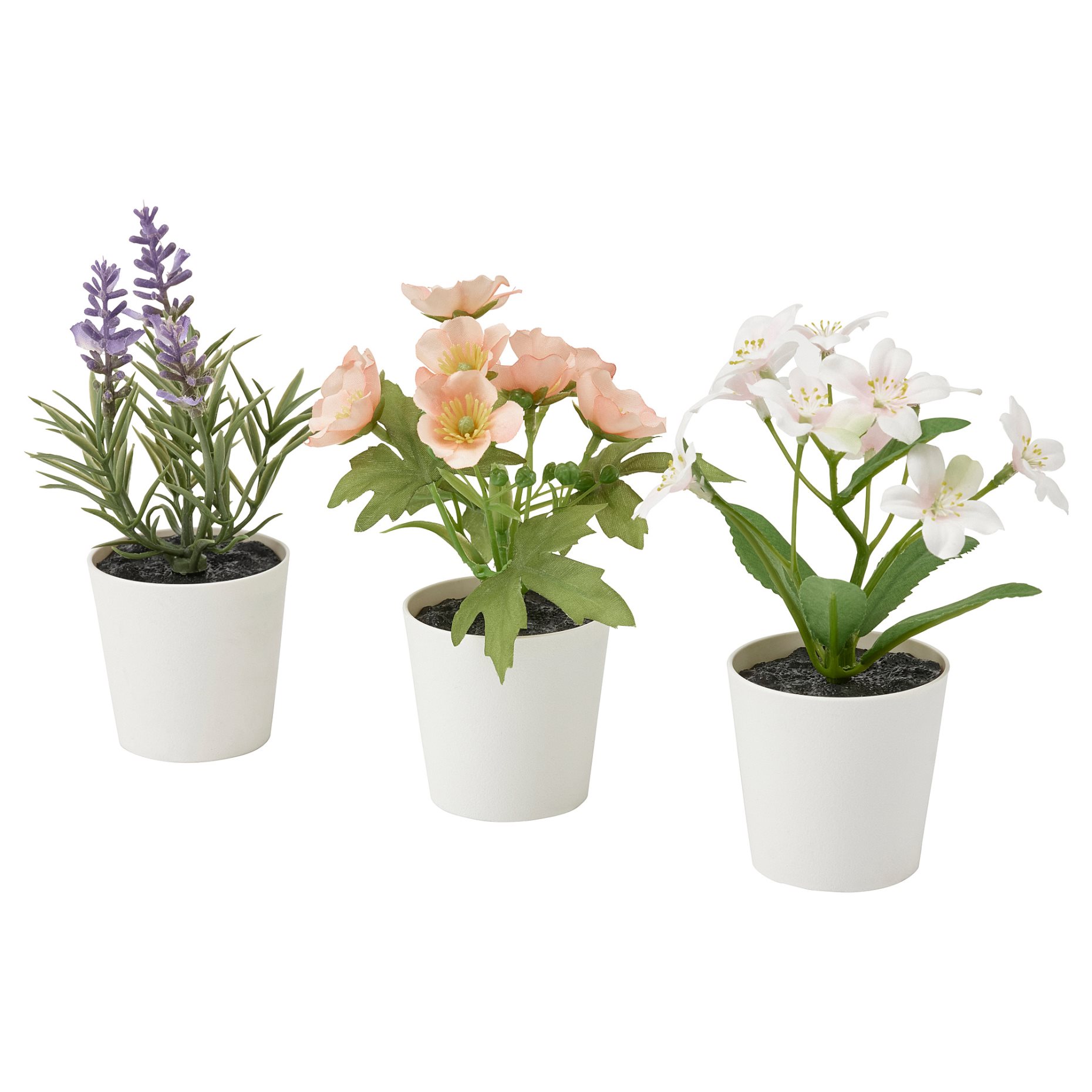 FEJKA, artificial potted plant with pot in/outdoor flower mix, set of 3/6 cm, 505.064.79