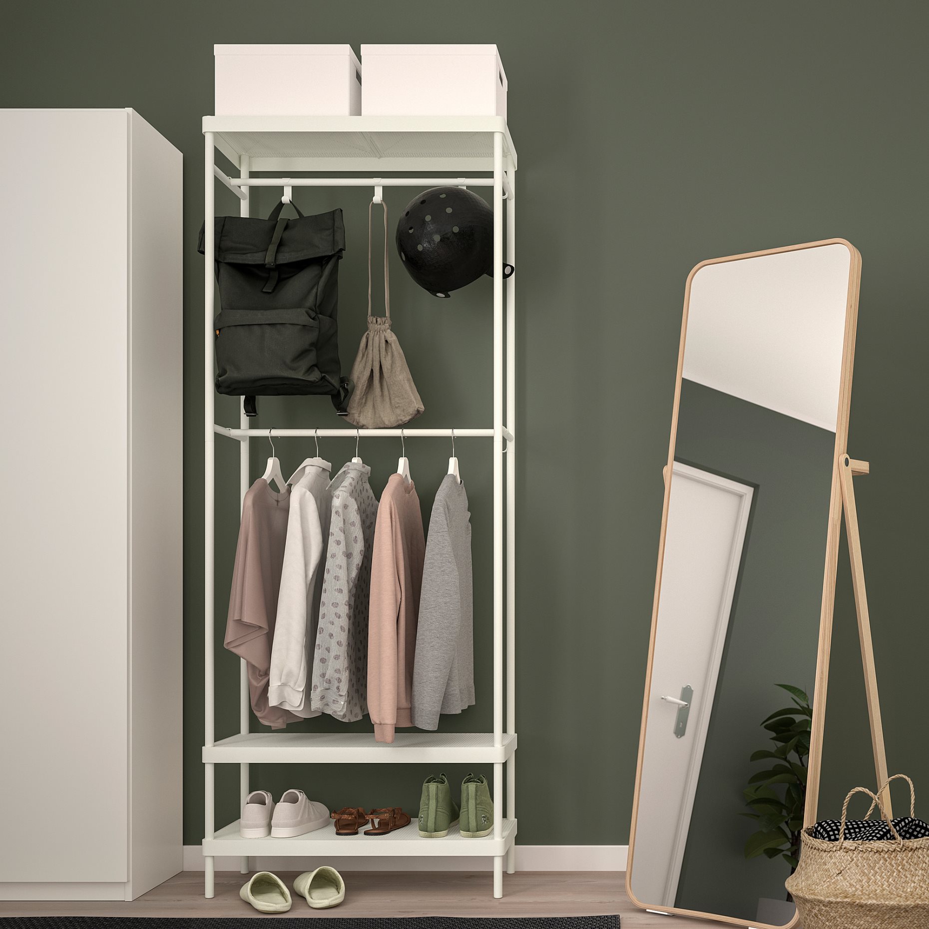 MACKAPÄR, coat rack with shoe storage unit, 78x32x200 cm, 505.309.88