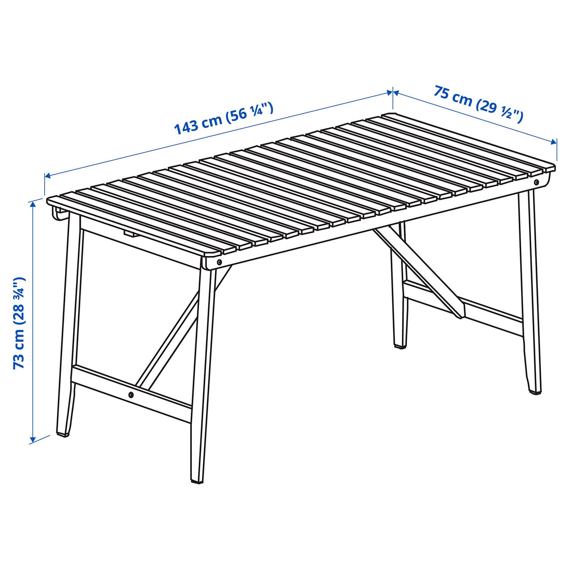 ASKHOLMEN, table/outdoor, 143x75 cm, 505.356.79