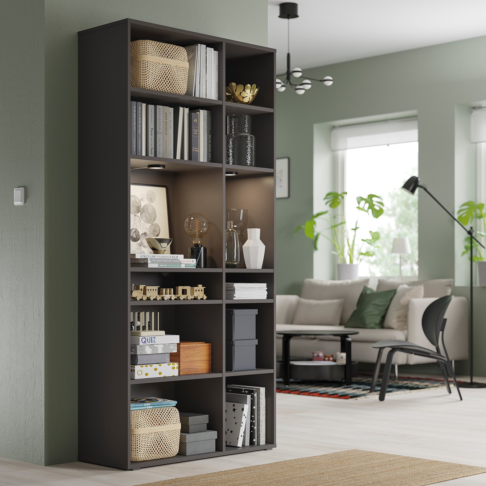 VIHALS, shelving unit with 10 shelves, 95x37x200 cm, 505.429.05