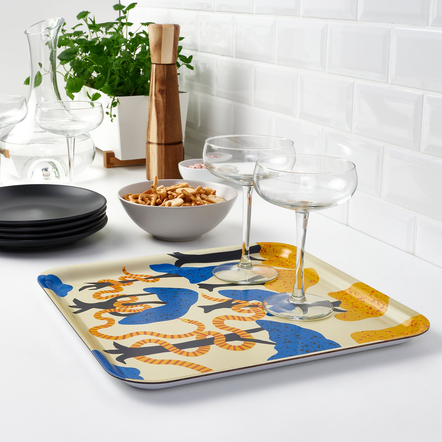PALPFJÄRIL, tray patterned, 33x33 cm, 505.535.69