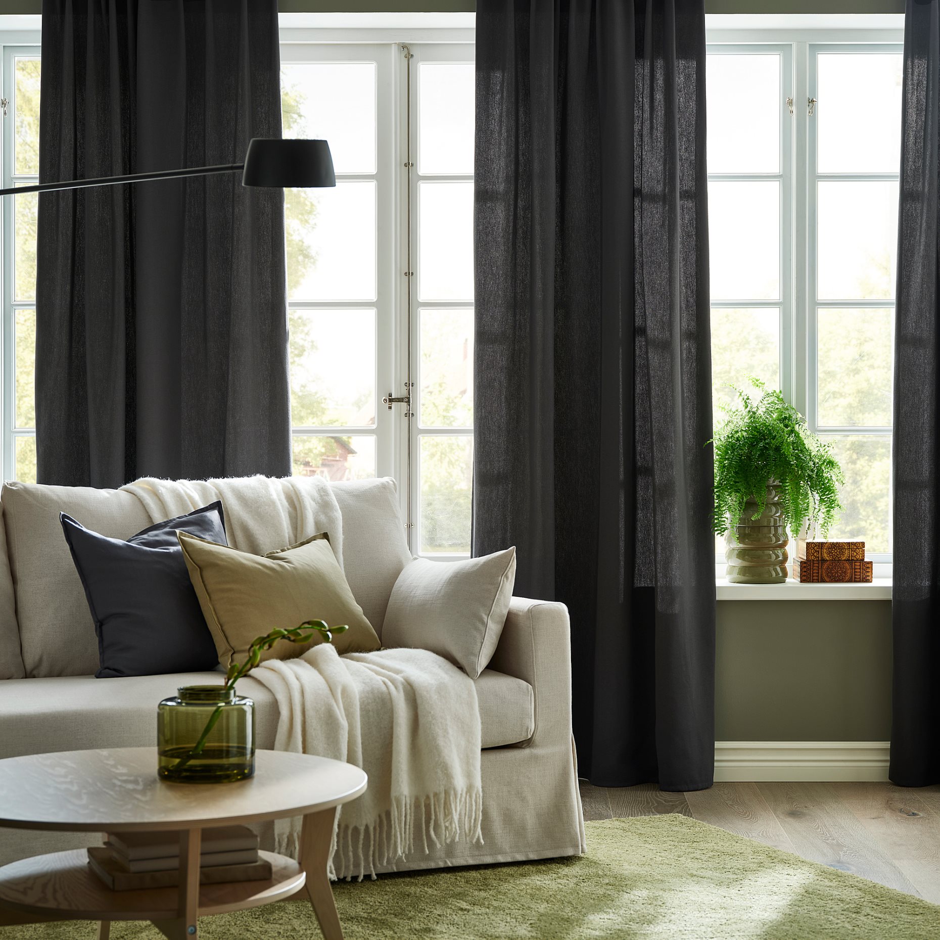 GINSTMOTT, curtains with heading tape/1 pair, 145x300 cm, 505.971.77