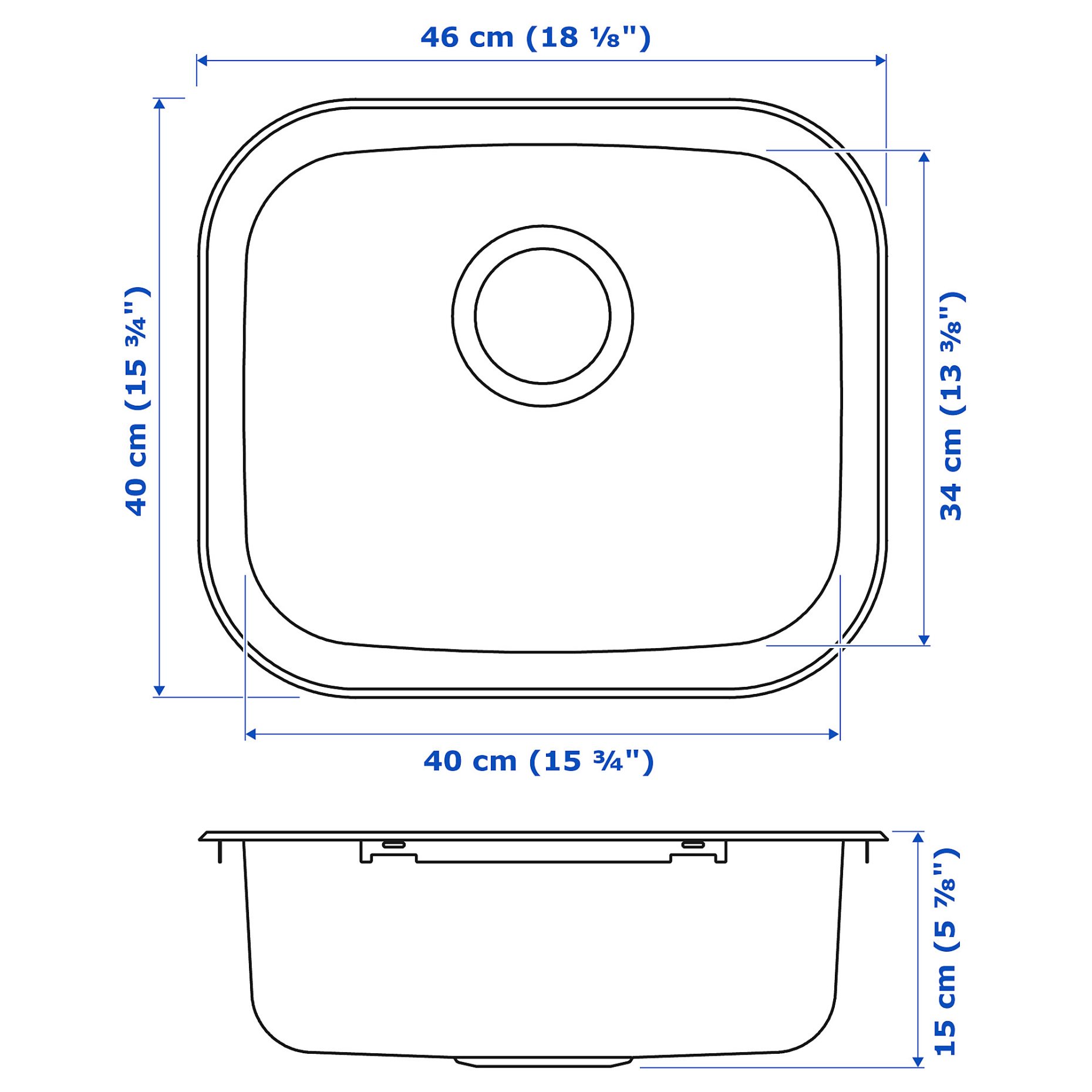 FYNDIG, inset sink 1 bowl, 46x40 cm, 591.580.03