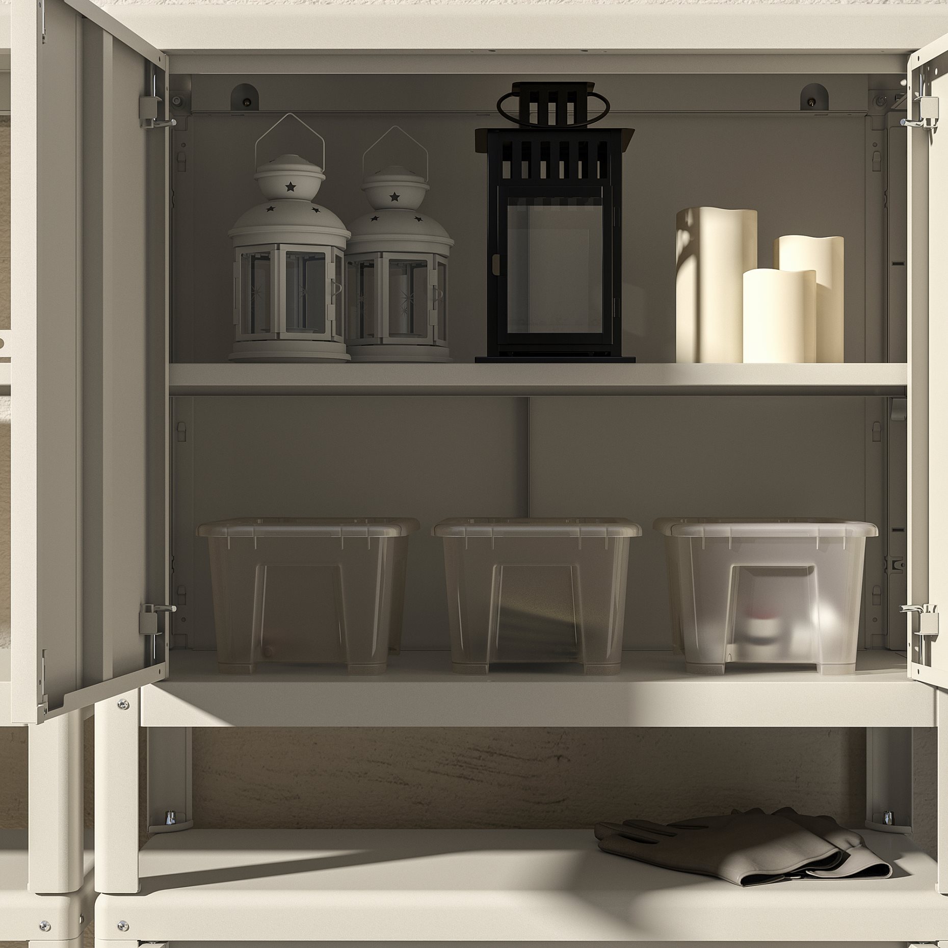 KOLBJÖRN, shelving unit with 2 cabinets, 161x37x161 cm, 592.916.34