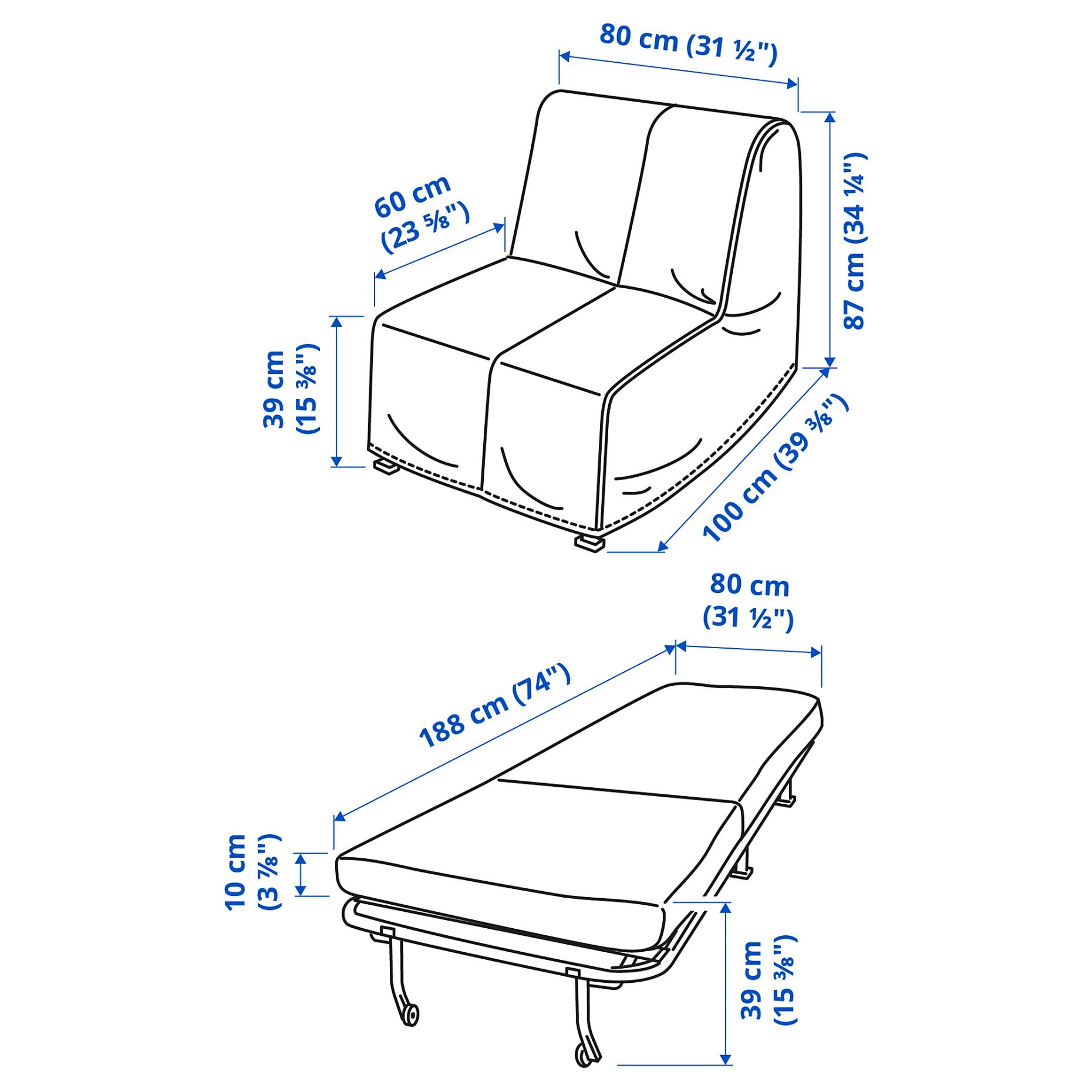 LYCKSELE LÖVÅS, chair-bed, 593.869.67