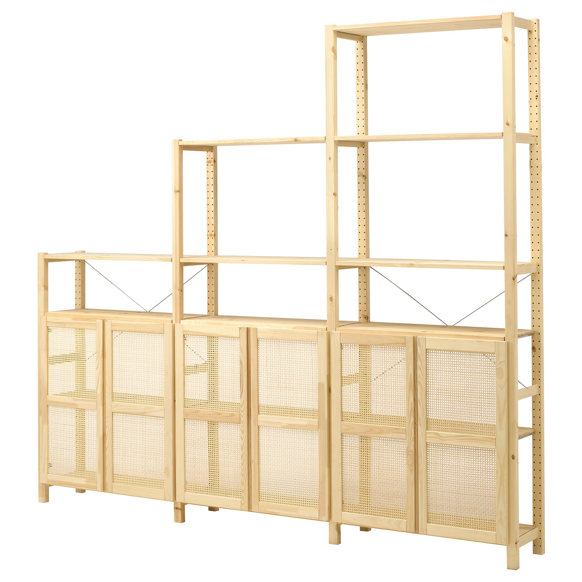 IVAR, shelving unit with doors, 259x30x226 cm, 594.034.72