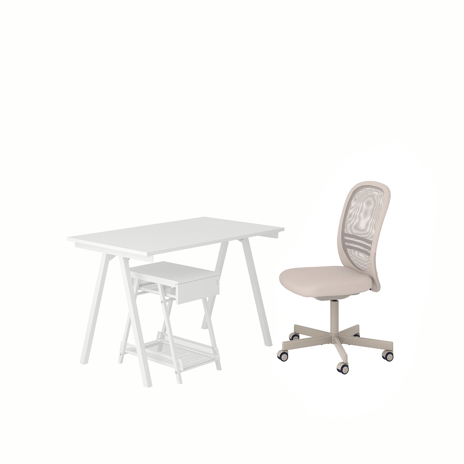 TROTTEN/FLINTAN, σύνθεση γραφείου και αποθήκευσης με περιστρεφόμενη καρέκλα, 594.249.45