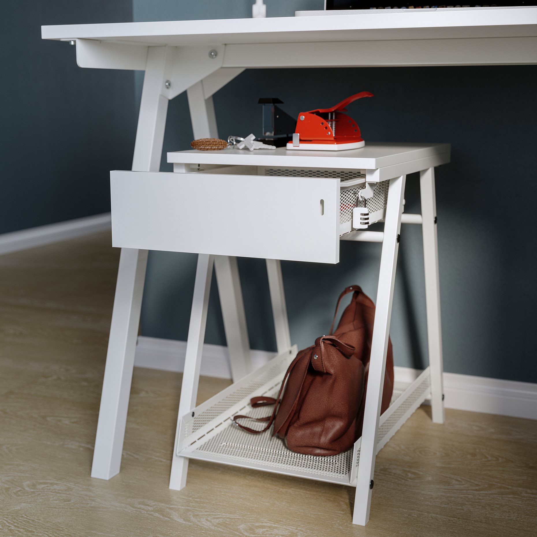 TROTTEN/FLINTAN, desk and storage combination with swivel chair, 594.249.45