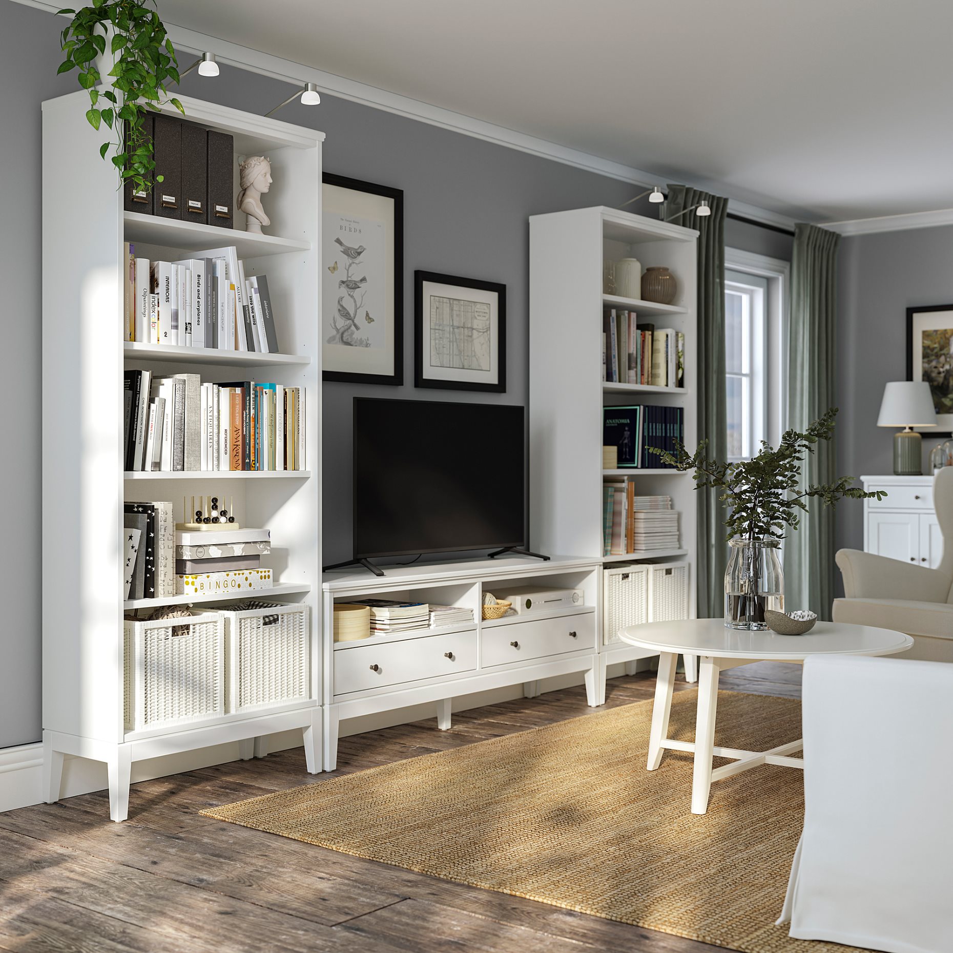 IDANÄS, TV storage combination,  325x40x211 cm, 594.373.30