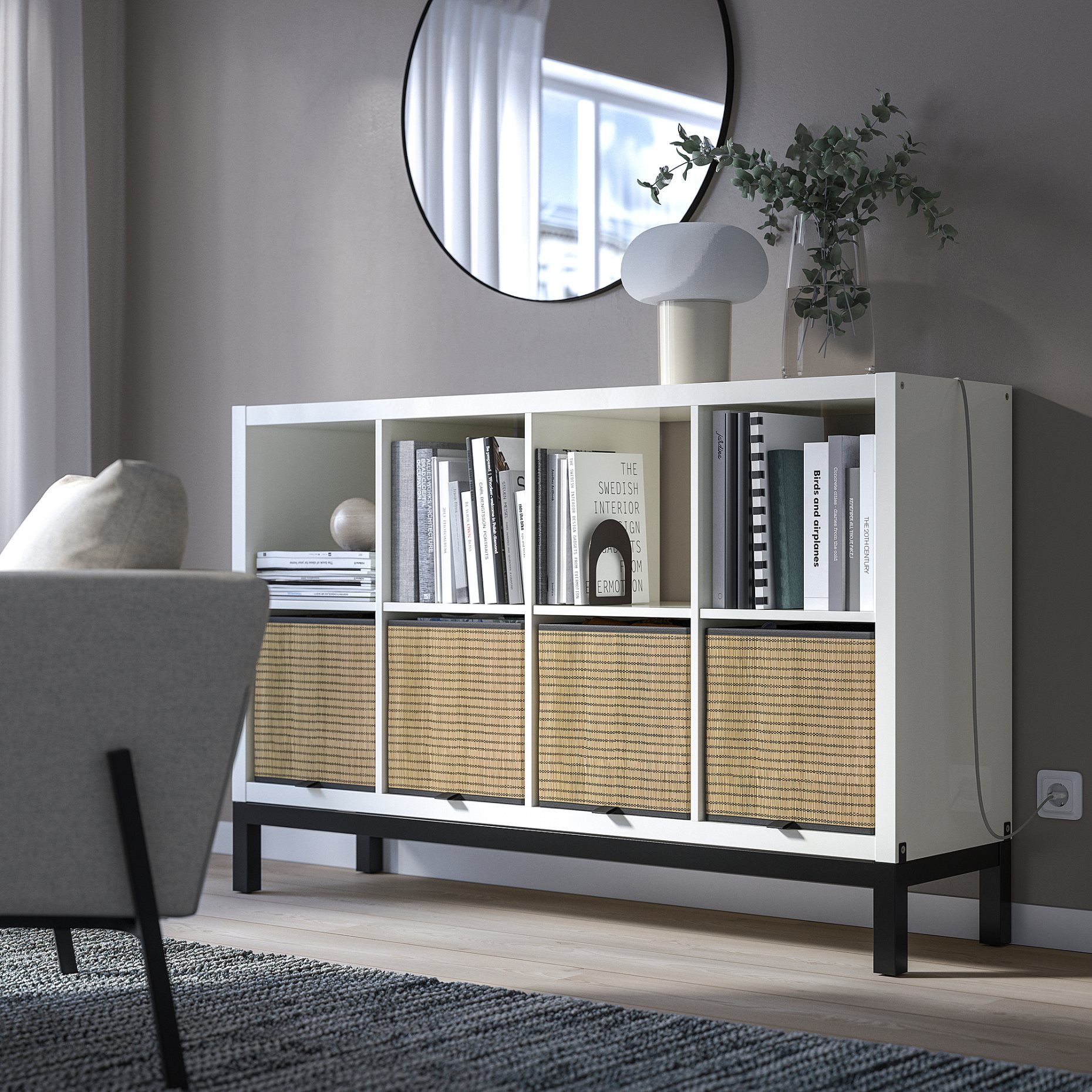 KALLAX, ραφιέρα με βάση/γυαλιστερό, 147x94 cm, 594.426.90