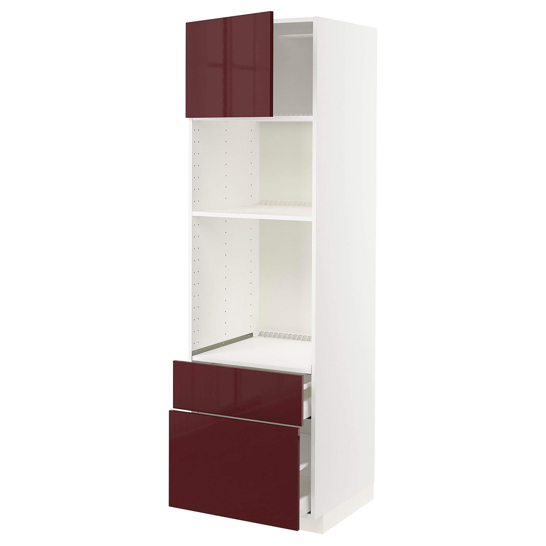 METOD, high cabinet for oven/microwave with door/2 drawers, 60x60x200 cm, 594.590.82