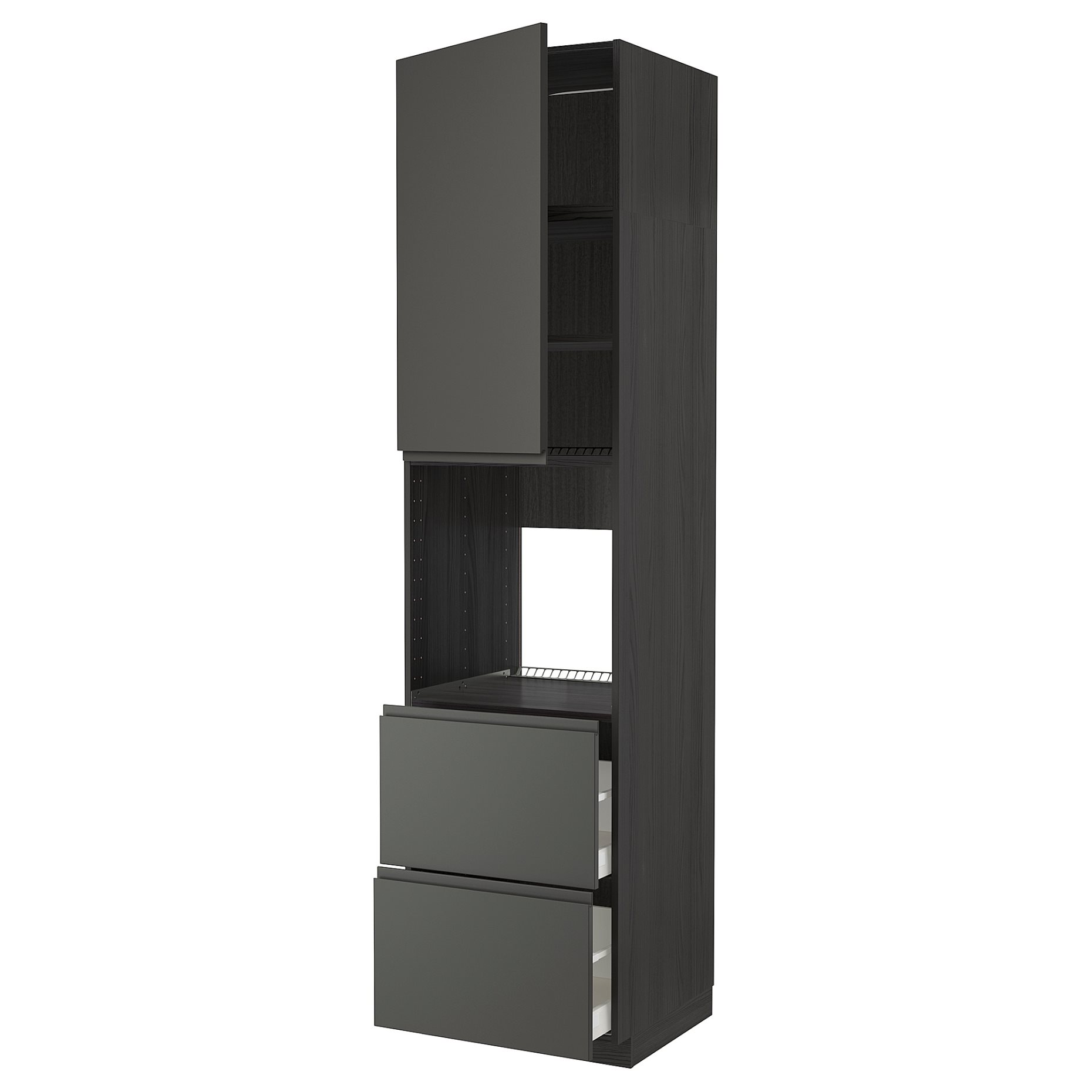 METOD/MAXIMERA, high cabinet for oven with door/2 drawers, 60x60x240 cm, 594.678.31