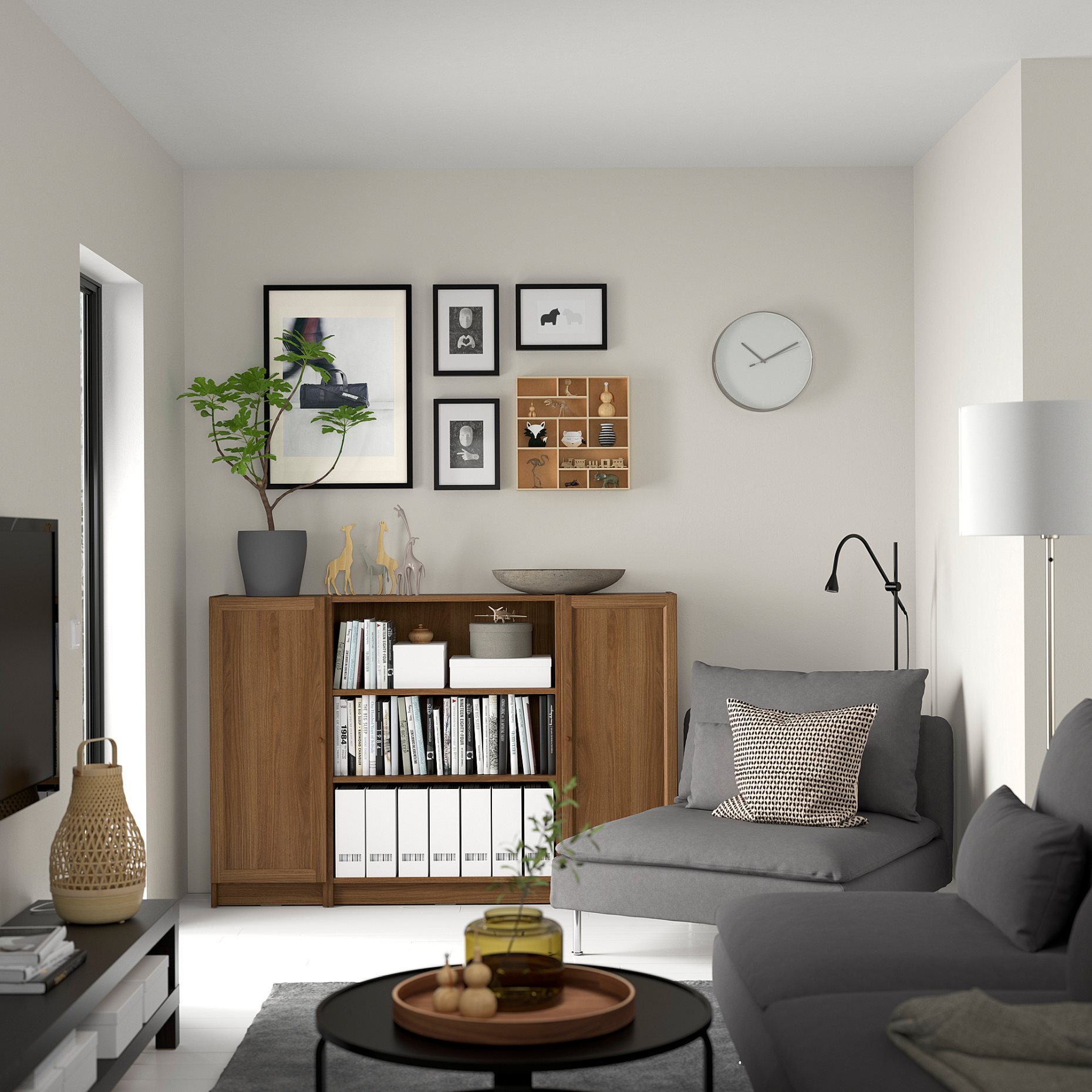 BILLY/OXBERG, bookcase combination with doors, 160x106 cm, 594.835.91