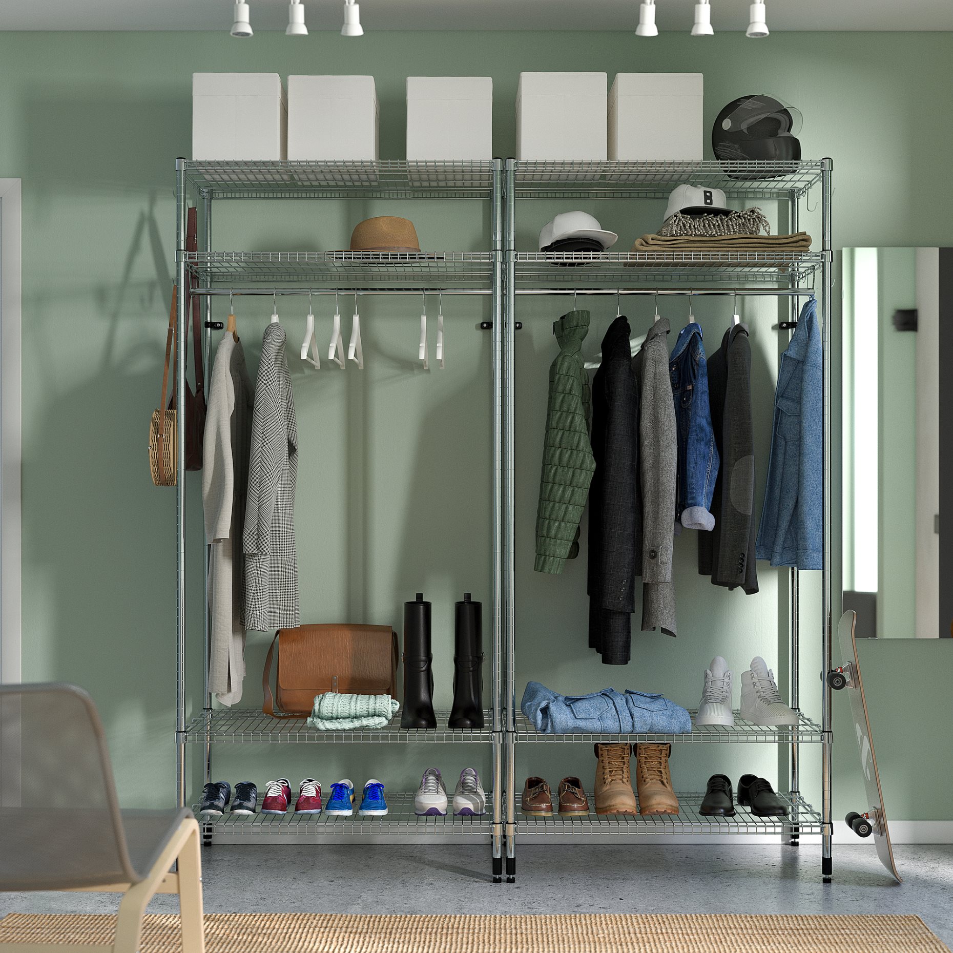 OMAR, shelving unit with clothes rail, 186x50x201 cm, 594.876.88