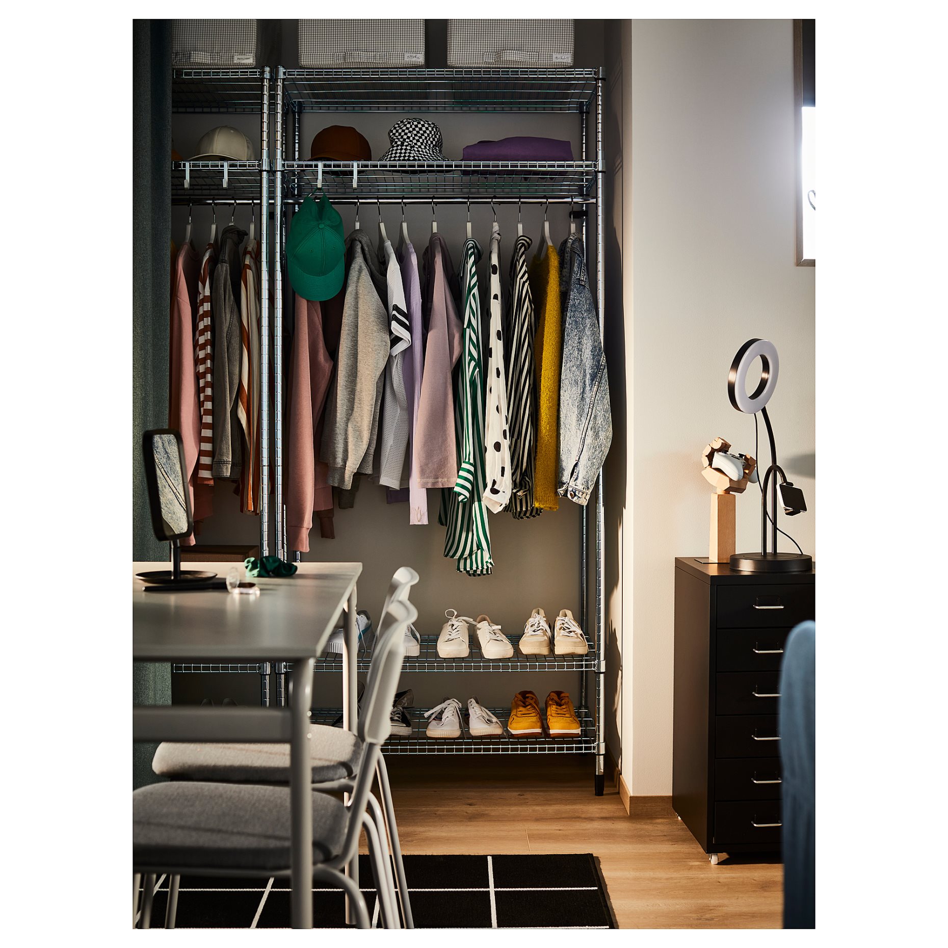 OMAR, shelving unit with clothes rail, 186x50x201 cm, 594.876.88