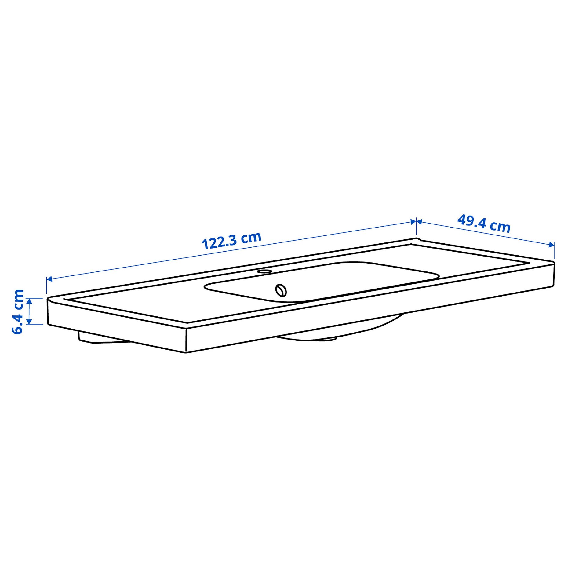 ORRSJON, wash-basin with water trap, 122x49 cm, 595.167.56