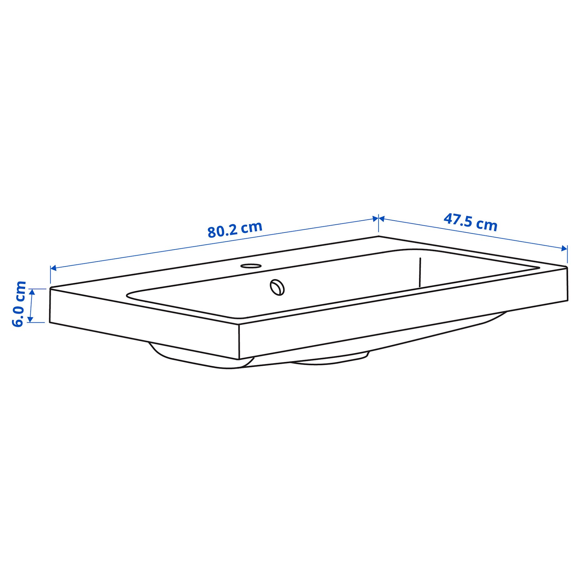 BACKSJON, wash-basin with water trap, 80x48 cm, 595.167.61